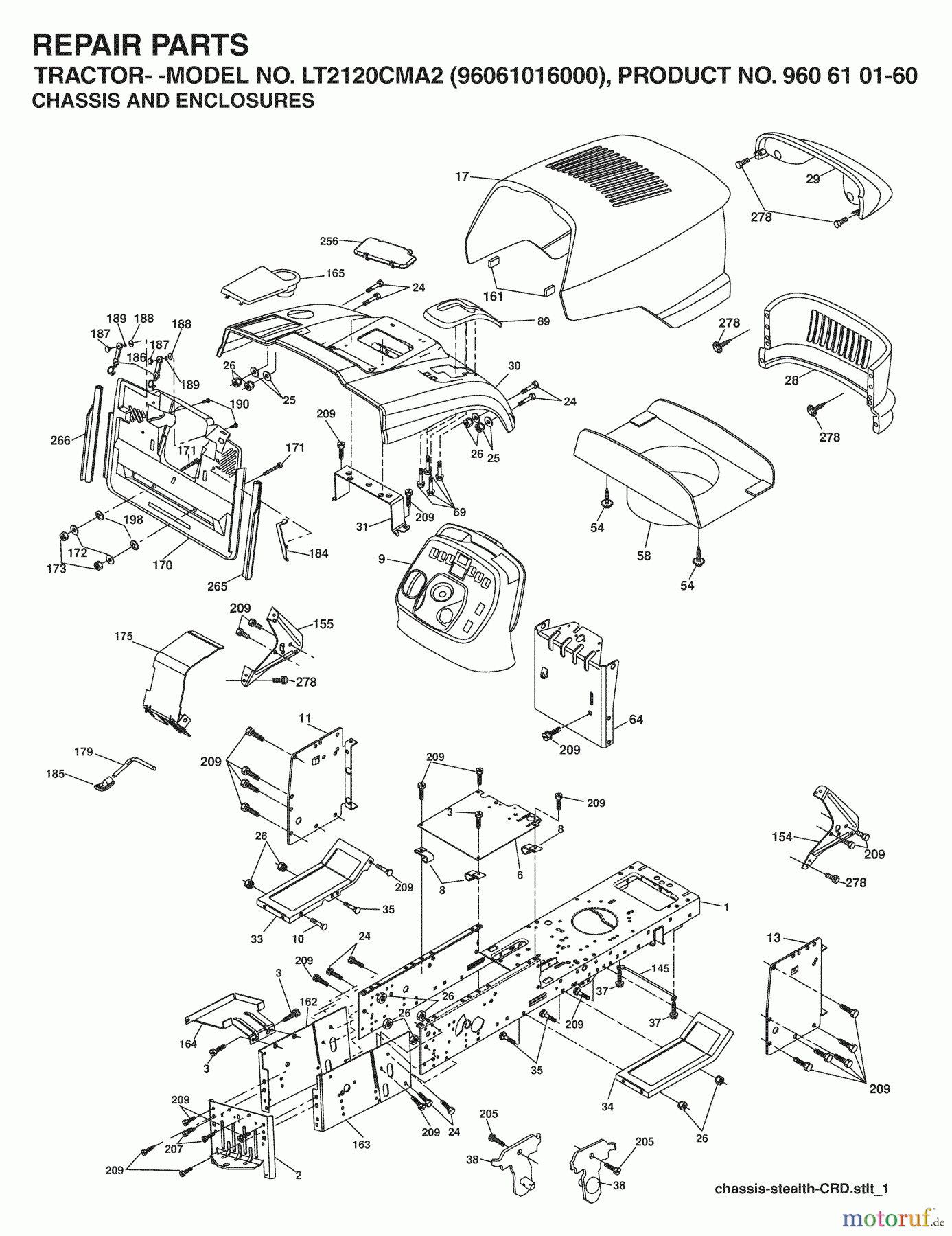 Jonsered Rasen und Garten Traktoren LT2120 CMA2 (96061016000) - Jonsered Lawn & Garden Tractor (2006-03) CHASSIS ENCLOSURES