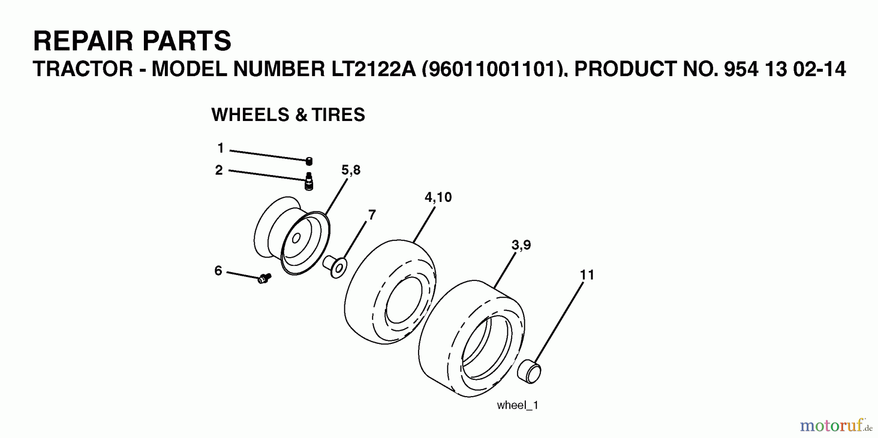 Jonsered Rasen und Garten Traktoren LT2122 A (96011001101) - Jonsered Lawn & Garden Tractor (2005-05) WHEELS TIRES