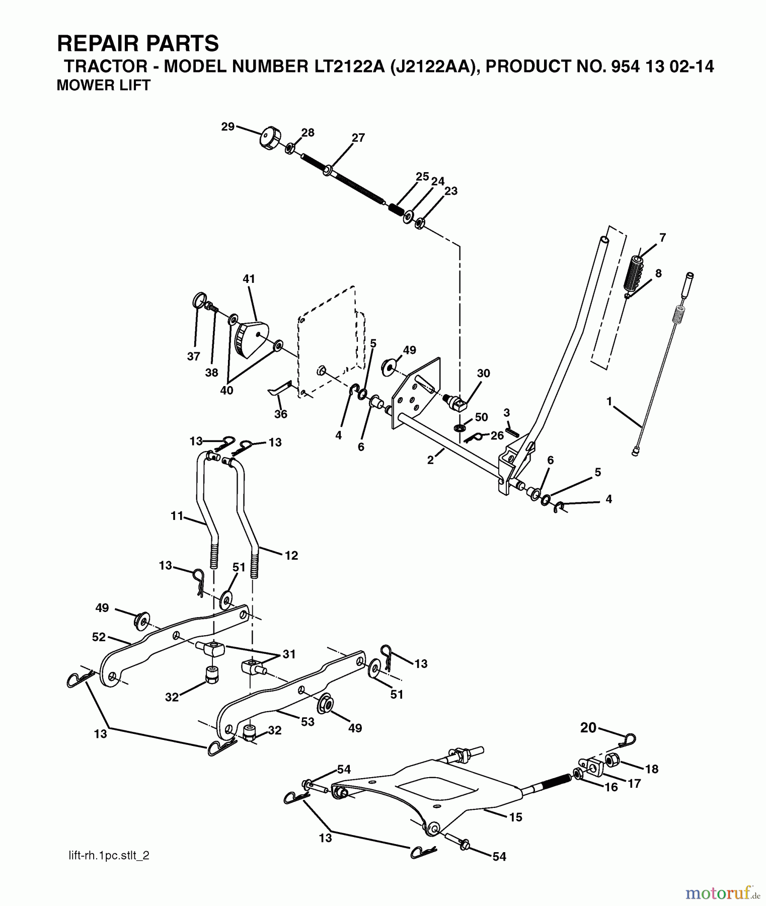 Jonsered Rasen und Garten Traktoren LT2122 A (J2122AA, 954130214) - Jonsered Lawn & Garden Tractor (2004-01) MOWER LIFT / DECK LIFT