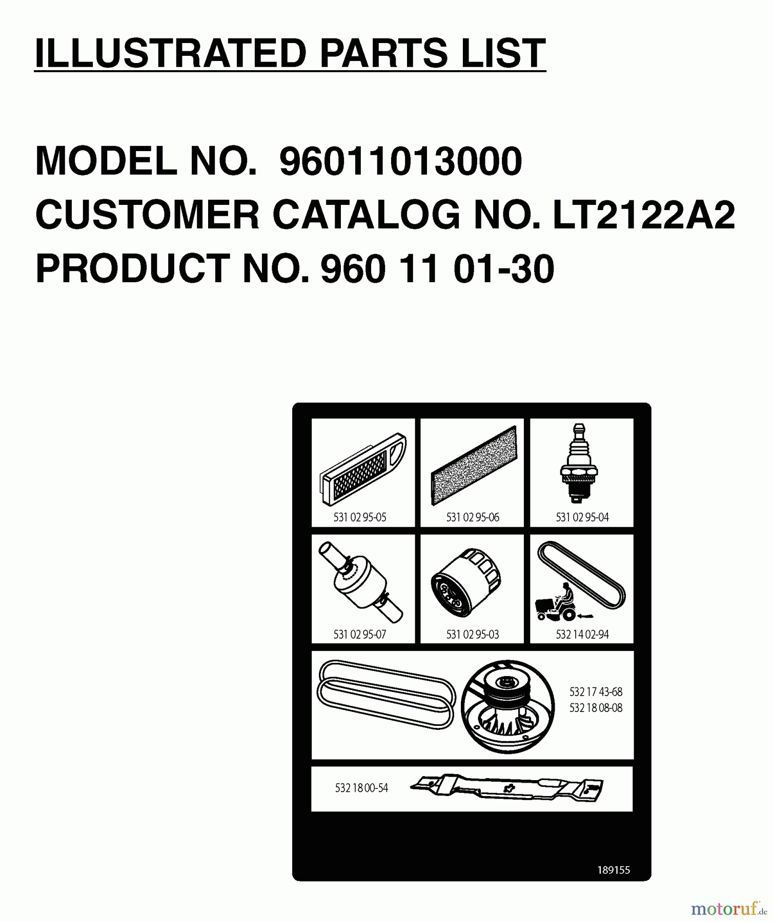 Jonsered Rasen und Garten Traktoren LT2122 A2 (96011013000) - Jonsered Lawn & Garden Tractor (2006-06) FREQUENTLY USED PARTS