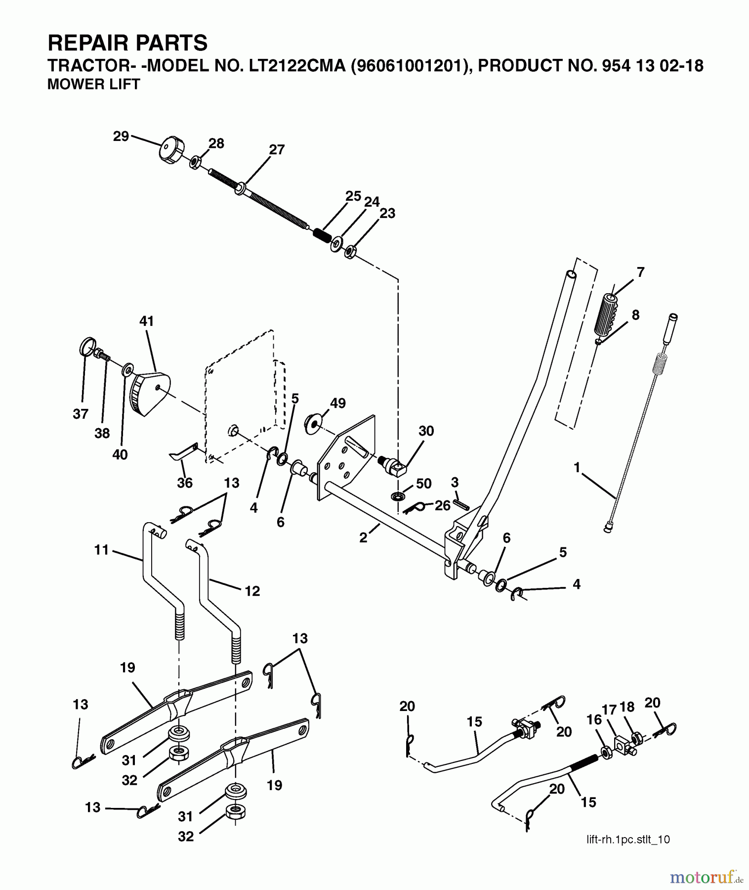  Jonsered Rasen  und Garten Traktoren LT2122 CMA (96061001201) - Jonsered Lawn & Garden Tractor (2005-04) MOWER LIFT / DECK LIFT