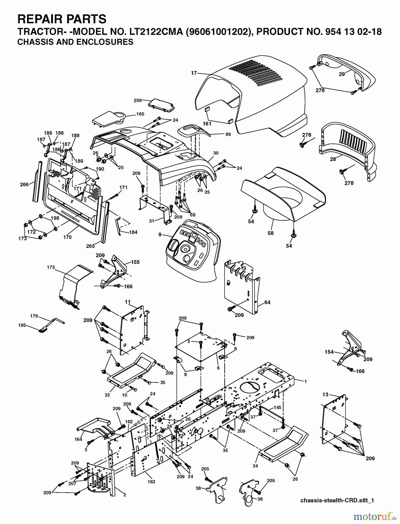 Jonsered Rasen und Garten Traktoren LT2122 CMA (96061001202) - Jonsered Lawn & Garden Tractor (2005-05) CHASSIS ENCLOSURES
