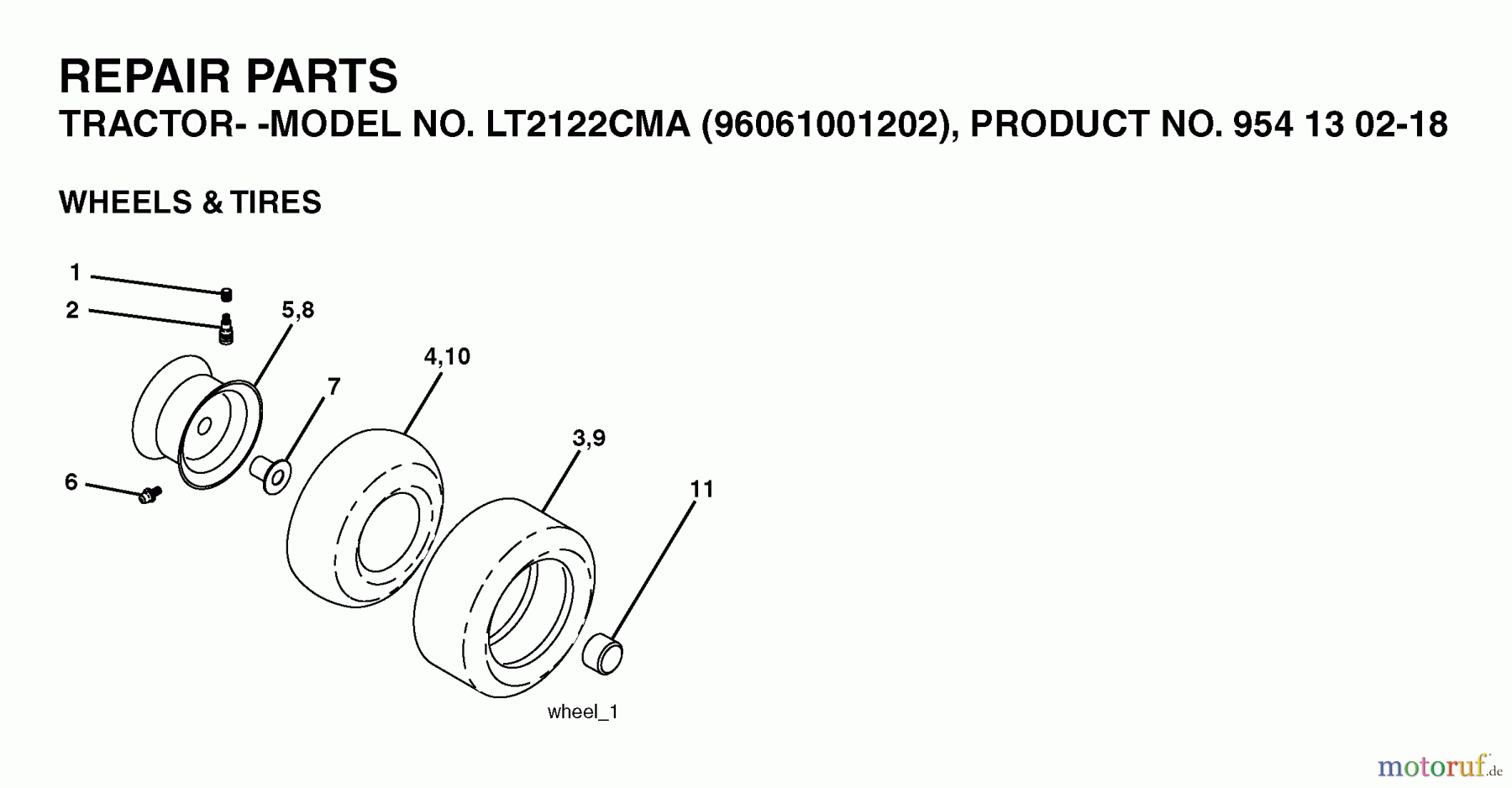 Jonsered Rasen und Garten Traktoren LT2122 CMA (96061001202) - Jonsered Lawn & Garden Tractor (2005-05) WHEELS TIRES