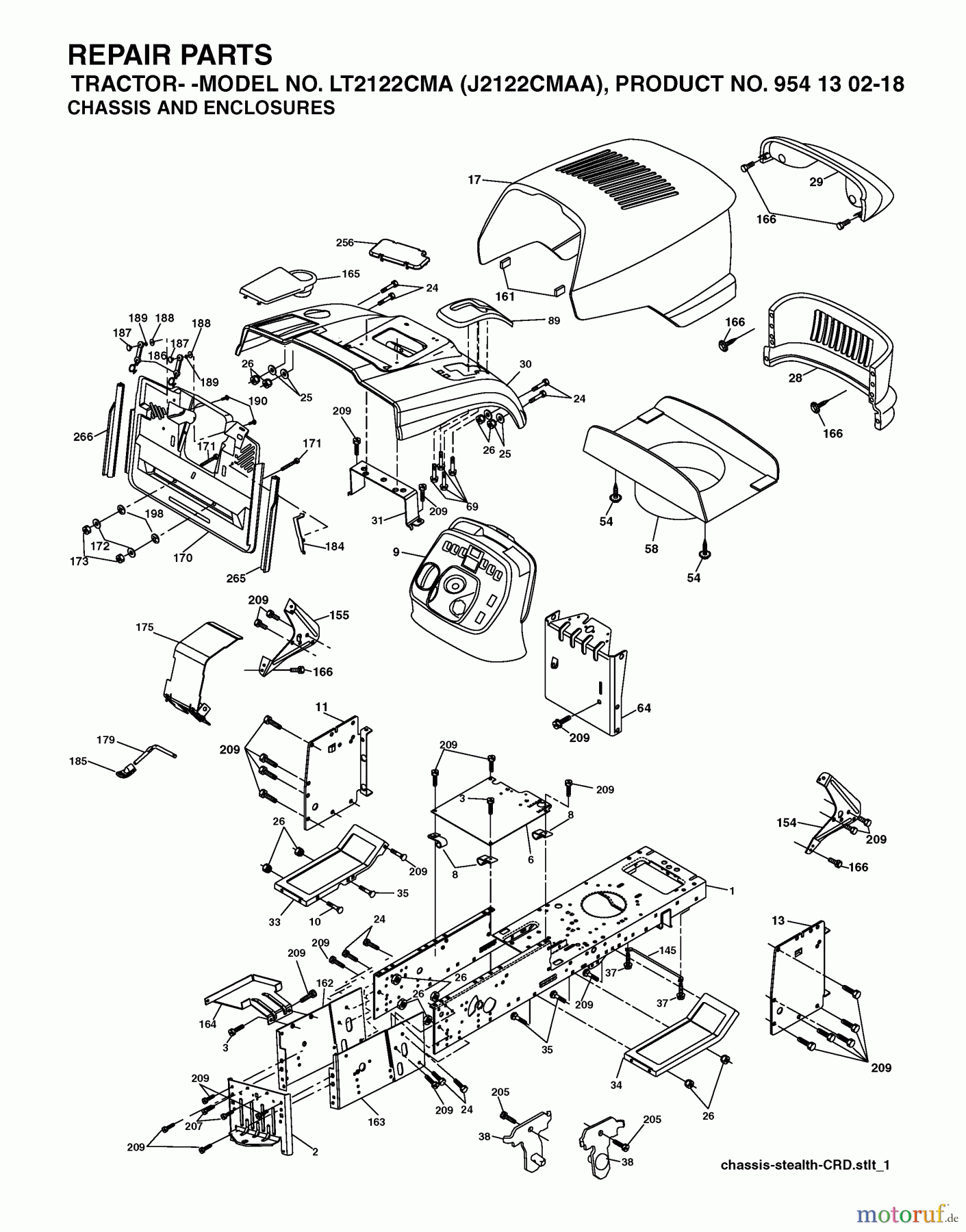  Jonsered Rasen  und Garten Traktoren LT2122 CMA (J2122CMAA, 954130218) - Jonsered Lawn & Garden Tractor (2004-01) CHASSIS ENCLOSURES