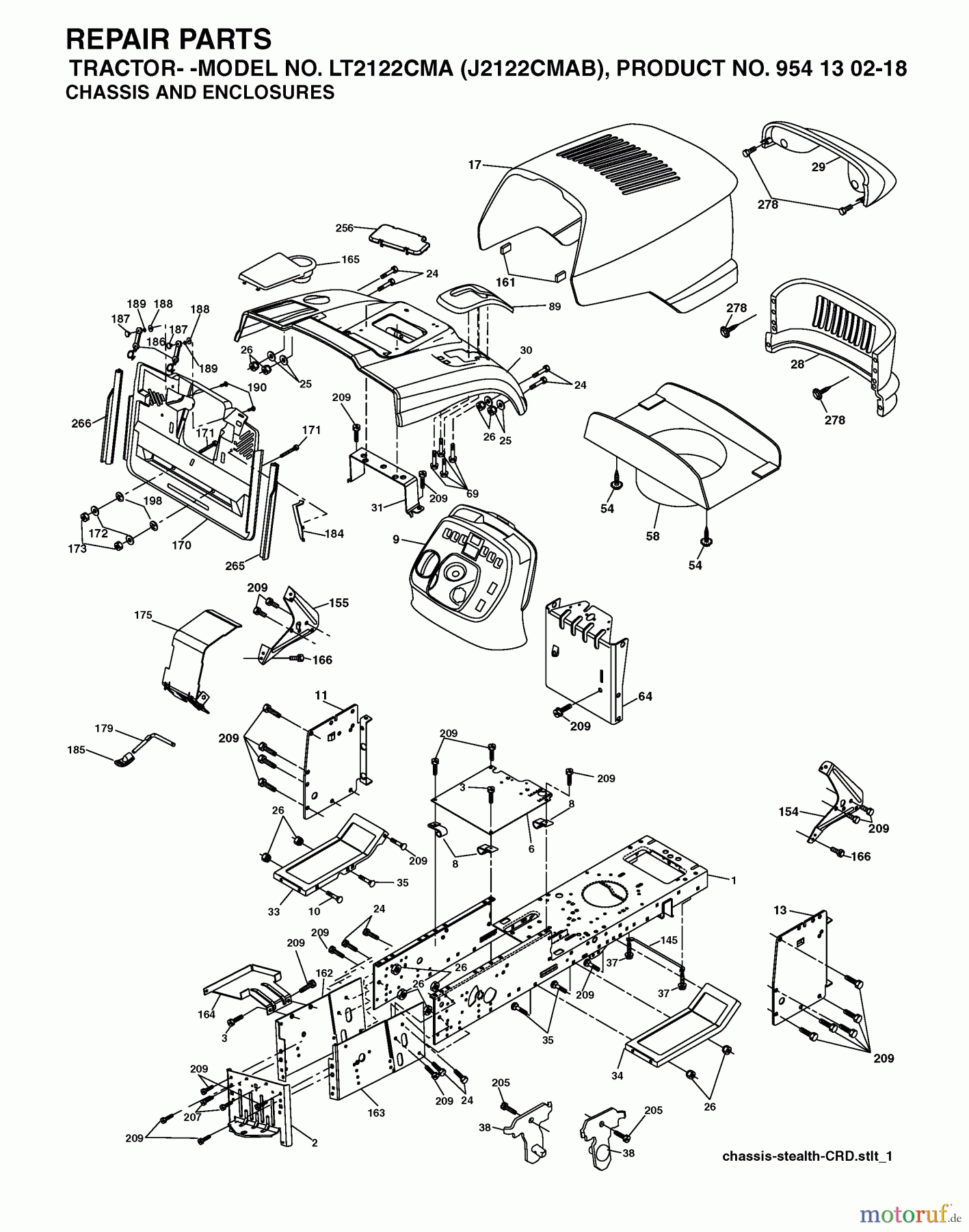 Jonsered Rasen und Garten Traktoren LT2122 CMA (J2122CMAB, 954130218) - Jonsered Lawn & Garden Tractor (2004-06) CHASSIS ENCLOSURES