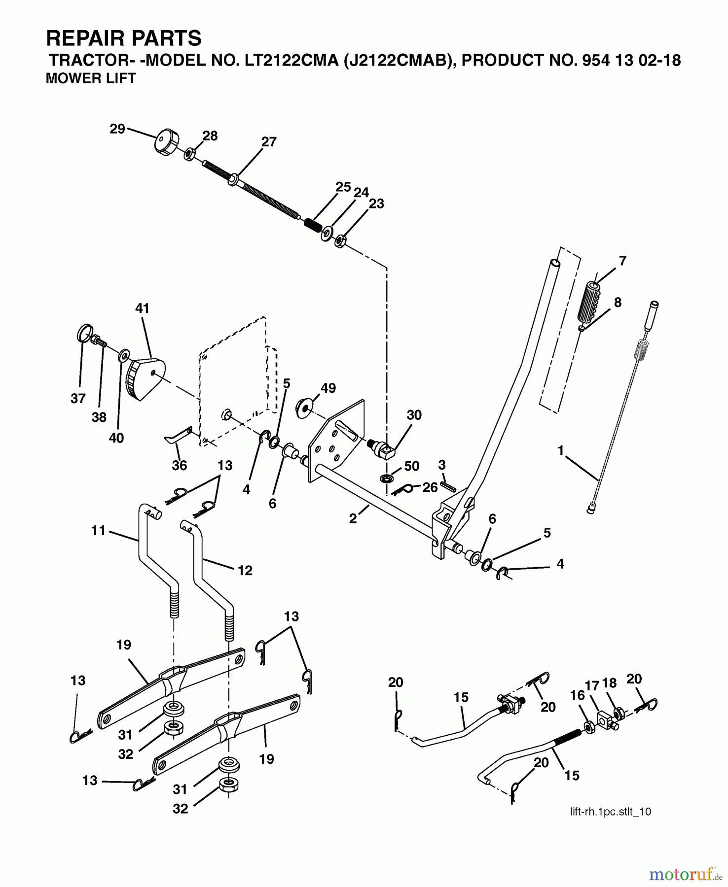 Jonsered Rasen und Garten Traktoren LT2122 CMA (J2122CMAB, 954130218) - Jonsered Lawn & Garden Tractor (2004-06) MOWER LIFT / DECK LIFT