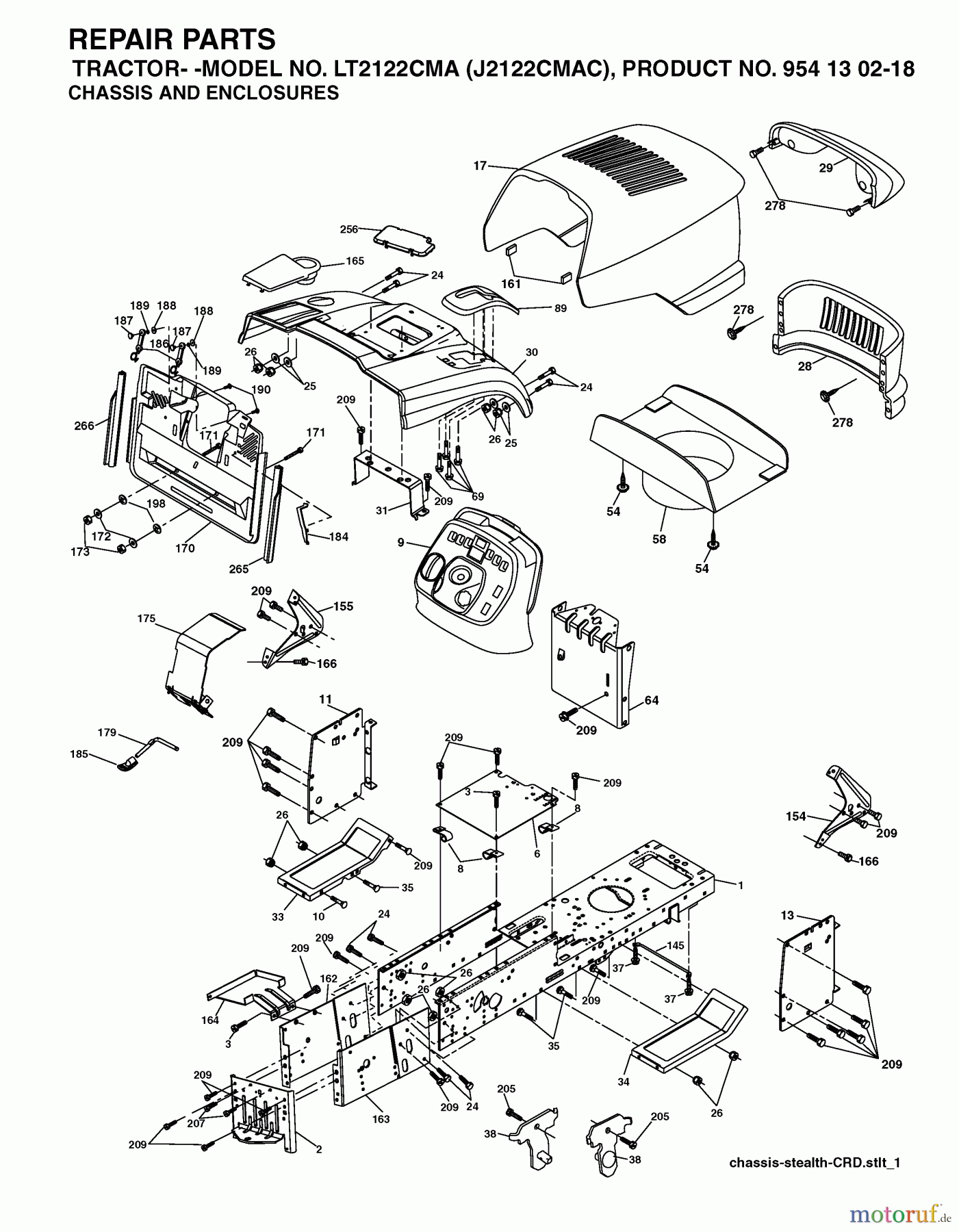  Jonsered Rasen  und Garten Traktoren LT2122 CMA (J2122CMAC, 954130218) - Jonsered Lawn & Garden Tractor (2004-06) CHASSIS ENCLOSURES