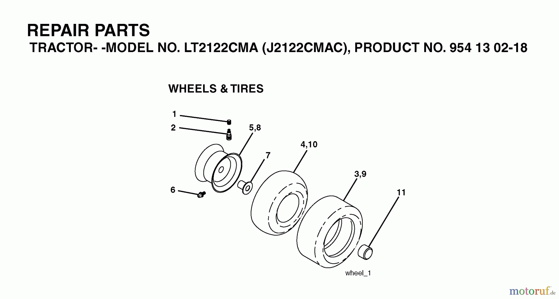  Jonsered Rasen  und Garten Traktoren LT2122 CMA (J2122CMAC, 954130218) - Jonsered Lawn & Garden Tractor (2004-06) WHEELS TIRES