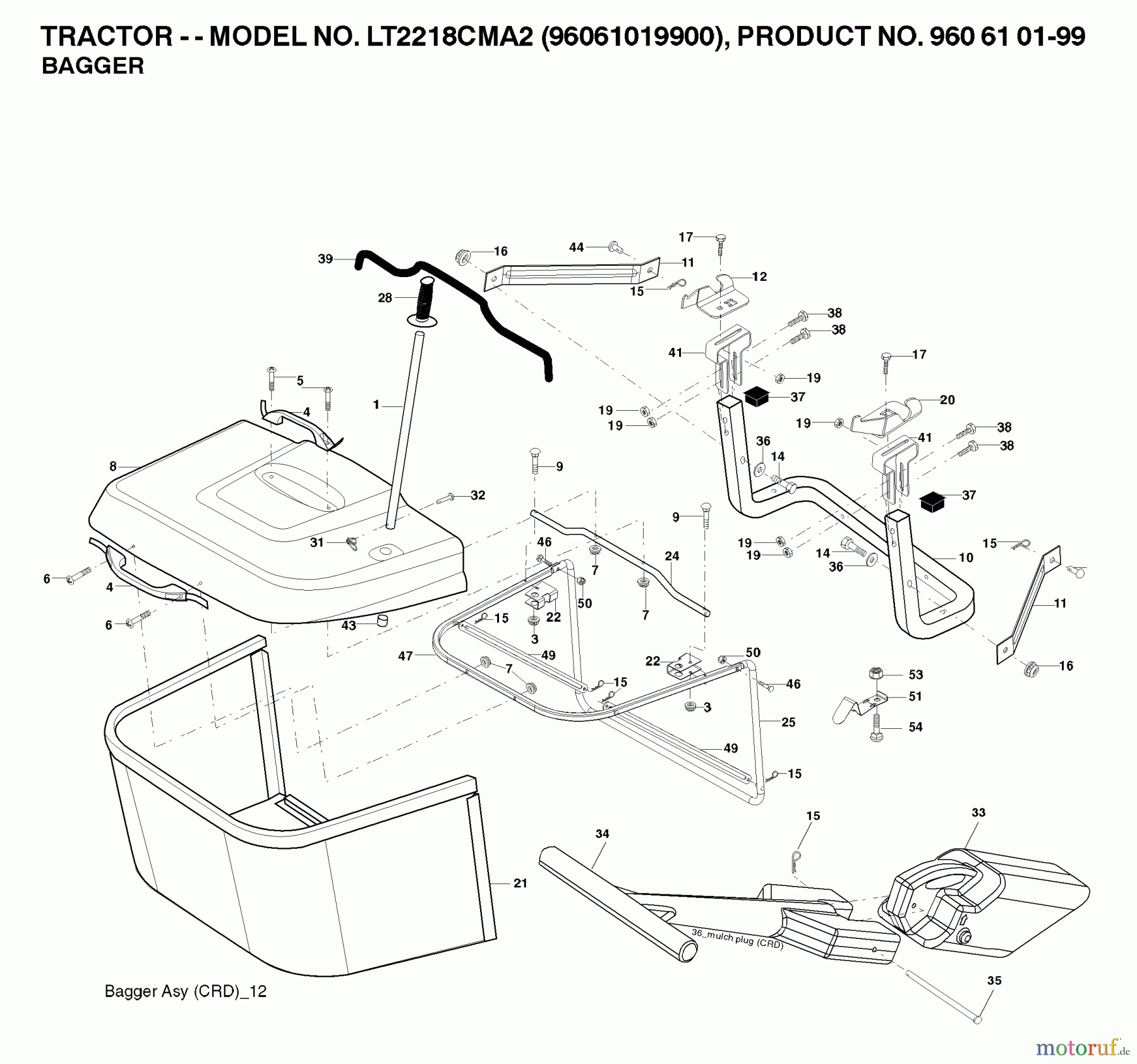 Jonsered Rasen und Garten Traktoren LT221 CMA2 - Jonsered Lawn & Garden Tractor (2007-02) BAGGER