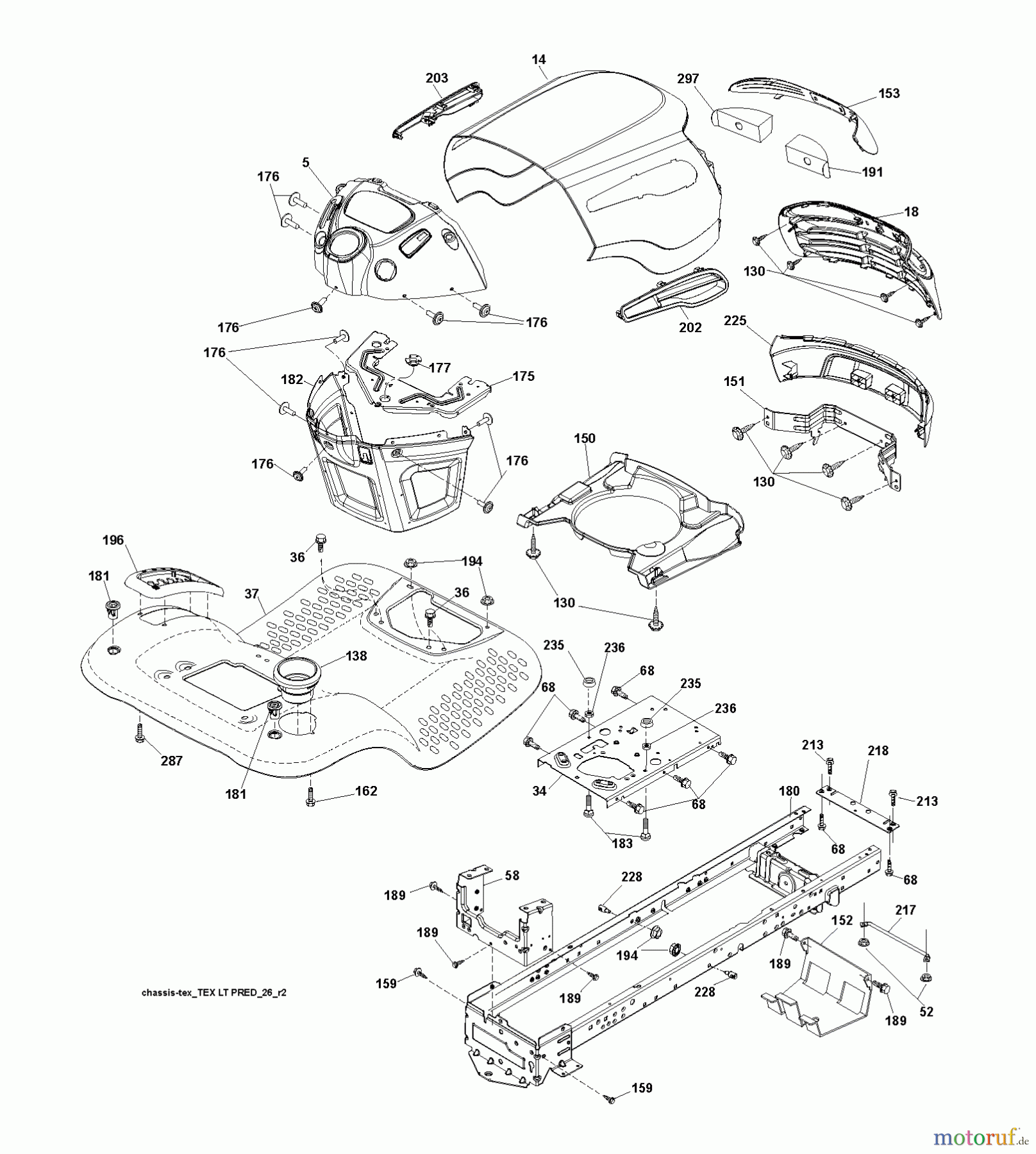 Jonsered Rasen und Garten Traktoren LT2213 (96041007900) - Jonsered Lawn & Garden Tractor (2009-01) CHASSIS ENCLOSURES