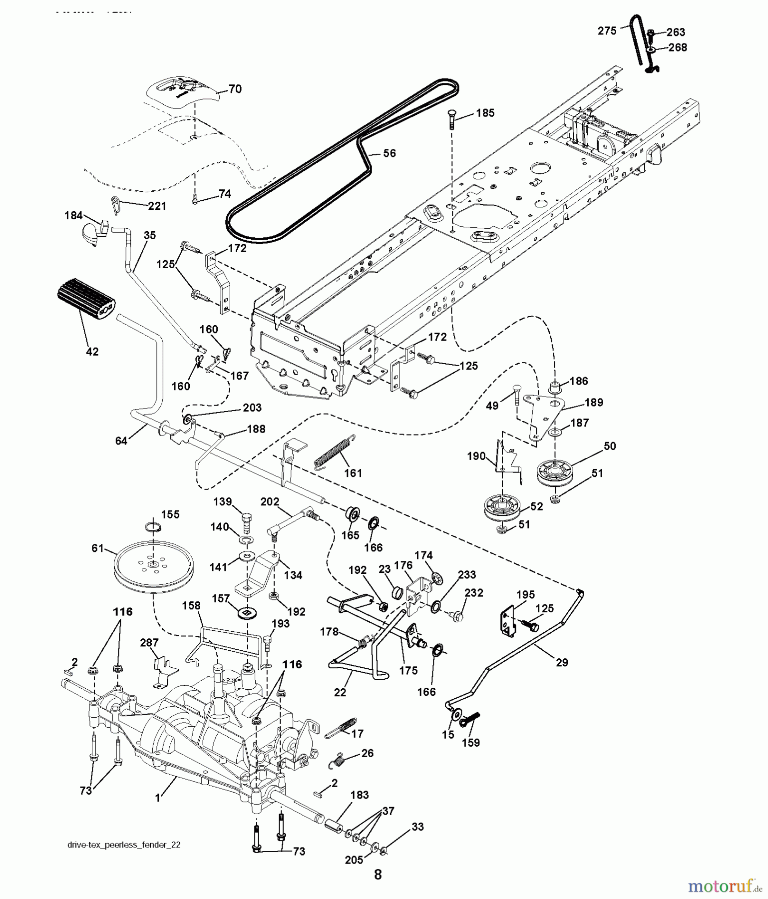 Jonsered Rasen und Garten Traktoren LT2213 (96041007900) - Jonsered Lawn & Garden Tractor (2009-01) DRIVE