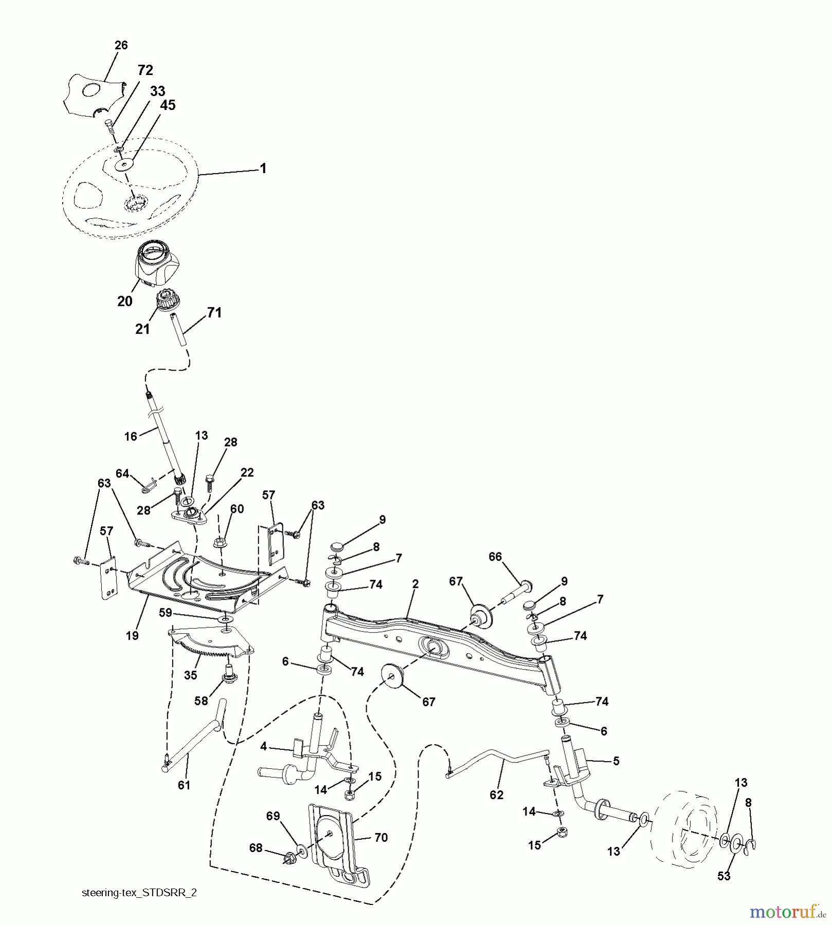 Jonsered Rasen und Garten Traktoren LT2213 (96041007900) - Jonsered Lawn & Garden Tractor (2009-01) STEERING