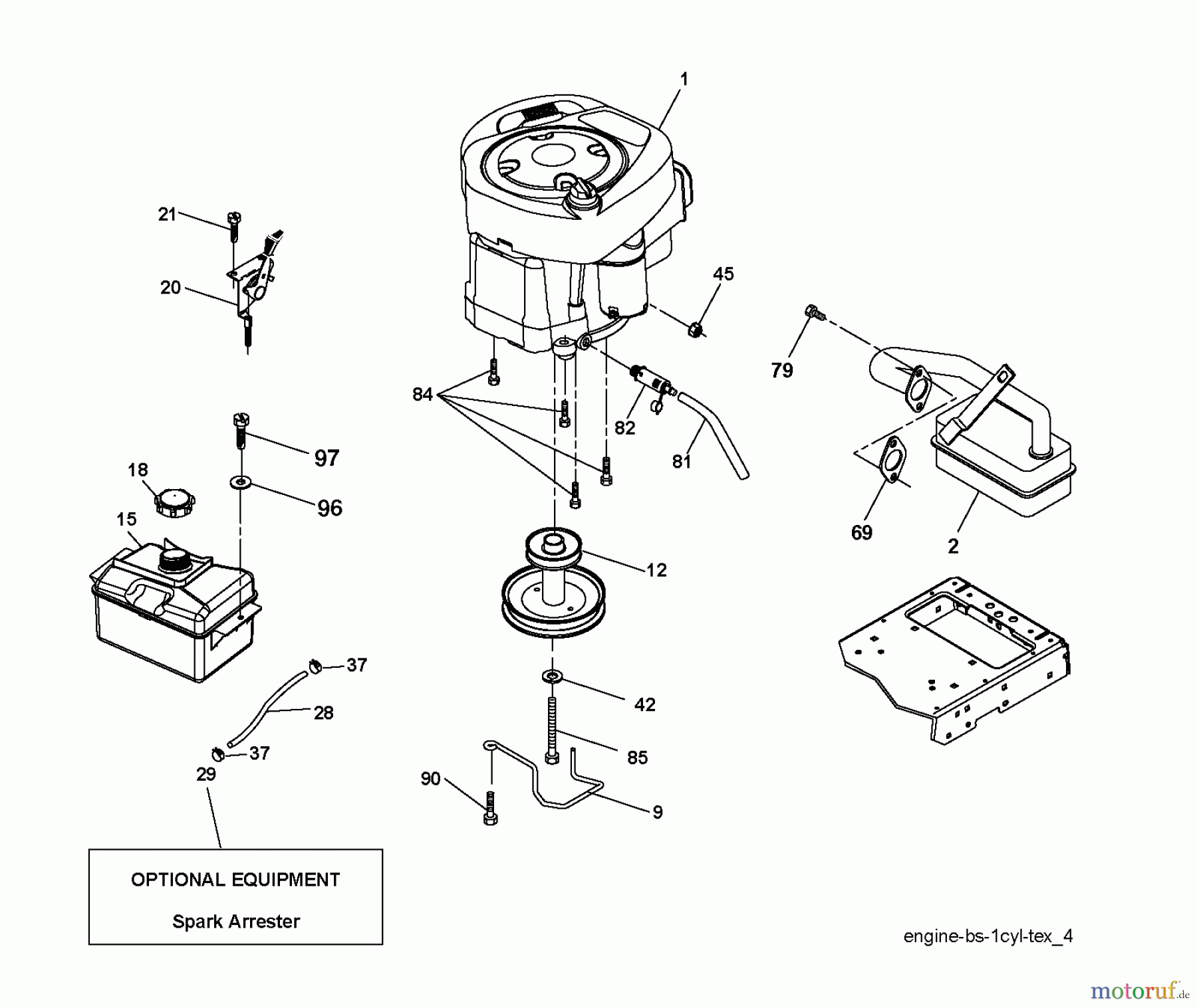 Jonsered Rasen und Garten Traktoren LT2213 (96041007901) - Jonsered Lawn & Garden Tractor (2010-01) ENGINE