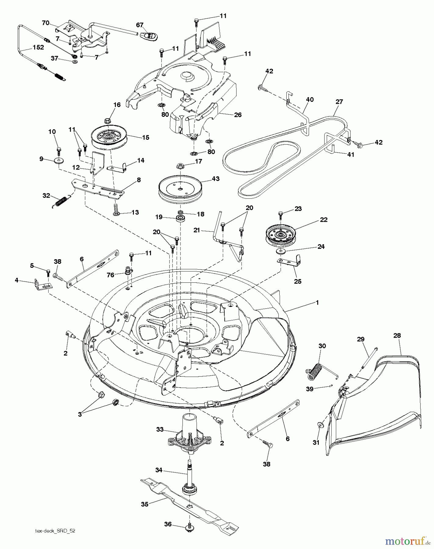Jonsered Rasen und Garten Traktoren LT2213 (96041007905) - Jonsered Lawn & Garden Tractor (2012-08) MOWER DECK / CUTTING DECK