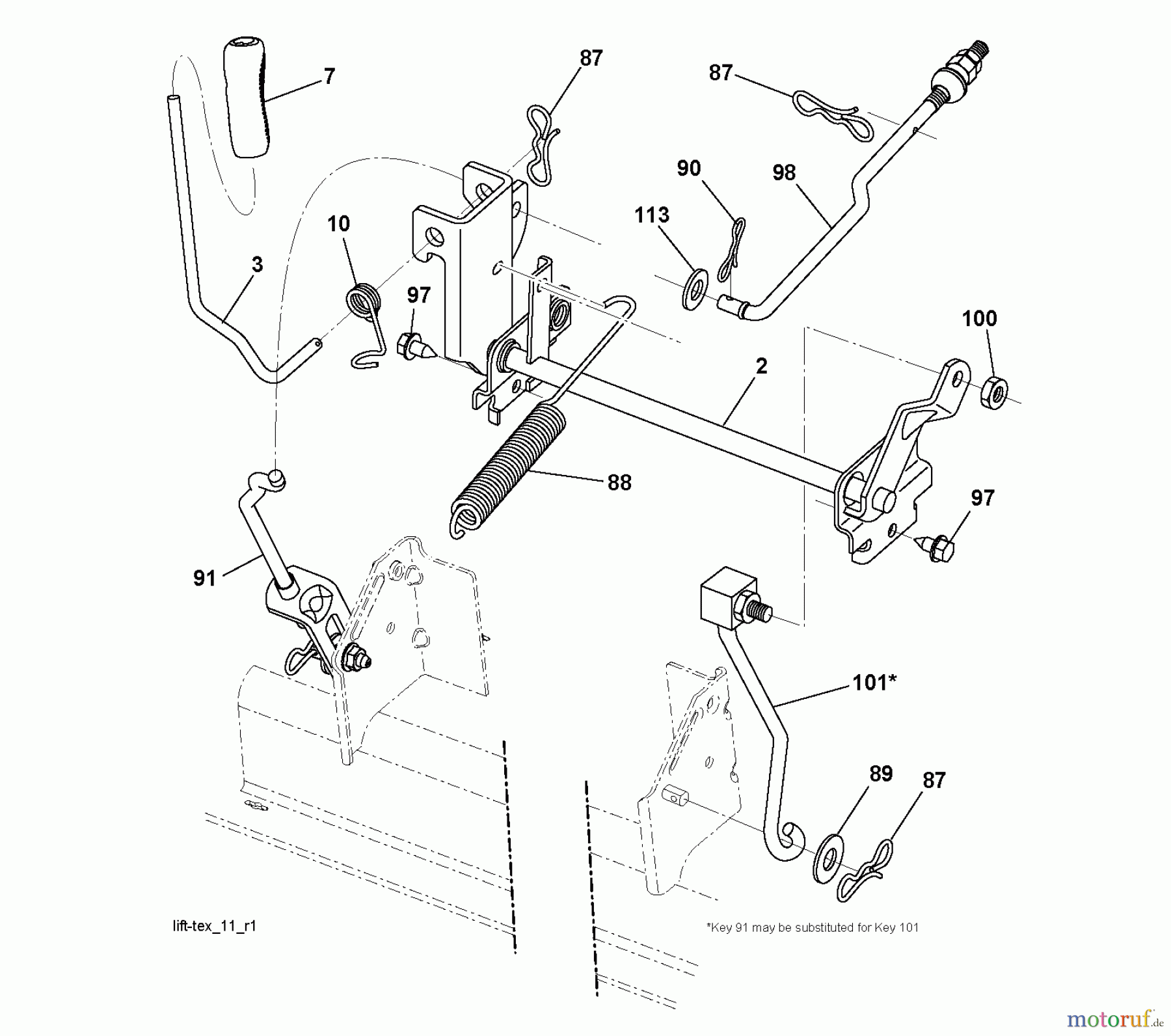 Jonsered Rasen und Garten Traktoren LT2213 (96041008701) - Jonsered Lawn & Garden Tractor (2010-01) MOWER LIFT / DECK LIFT