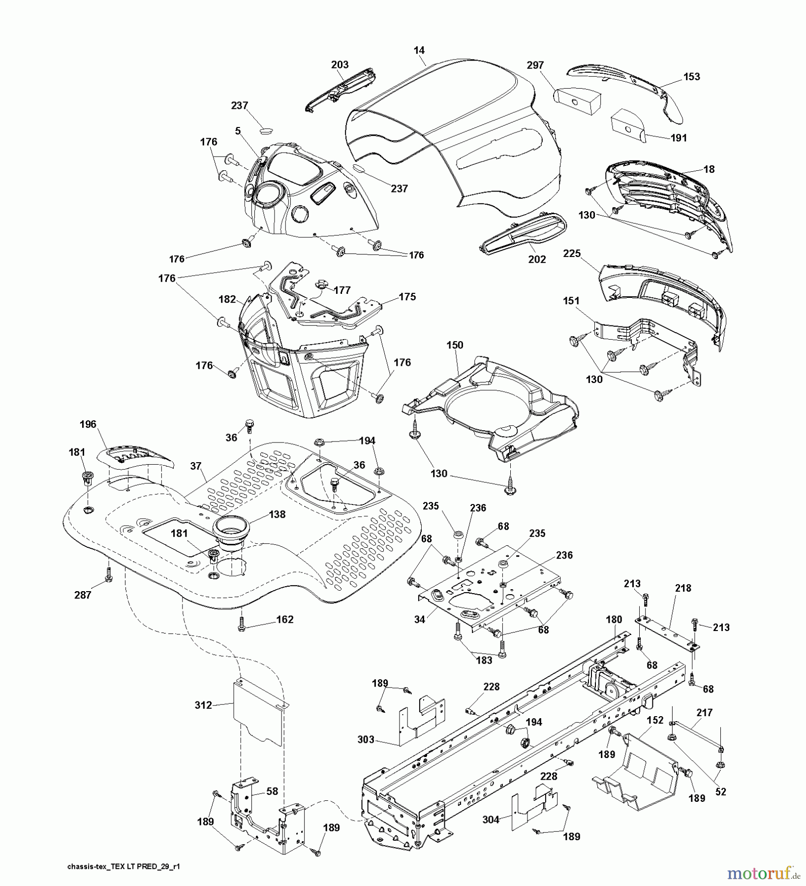 Jonsered Rasen und Garten Traktoren LT2213 (96041008704) - Jonsered Lawn & Garden Tractor (2011-07) CHASSIS ENCLOSURES