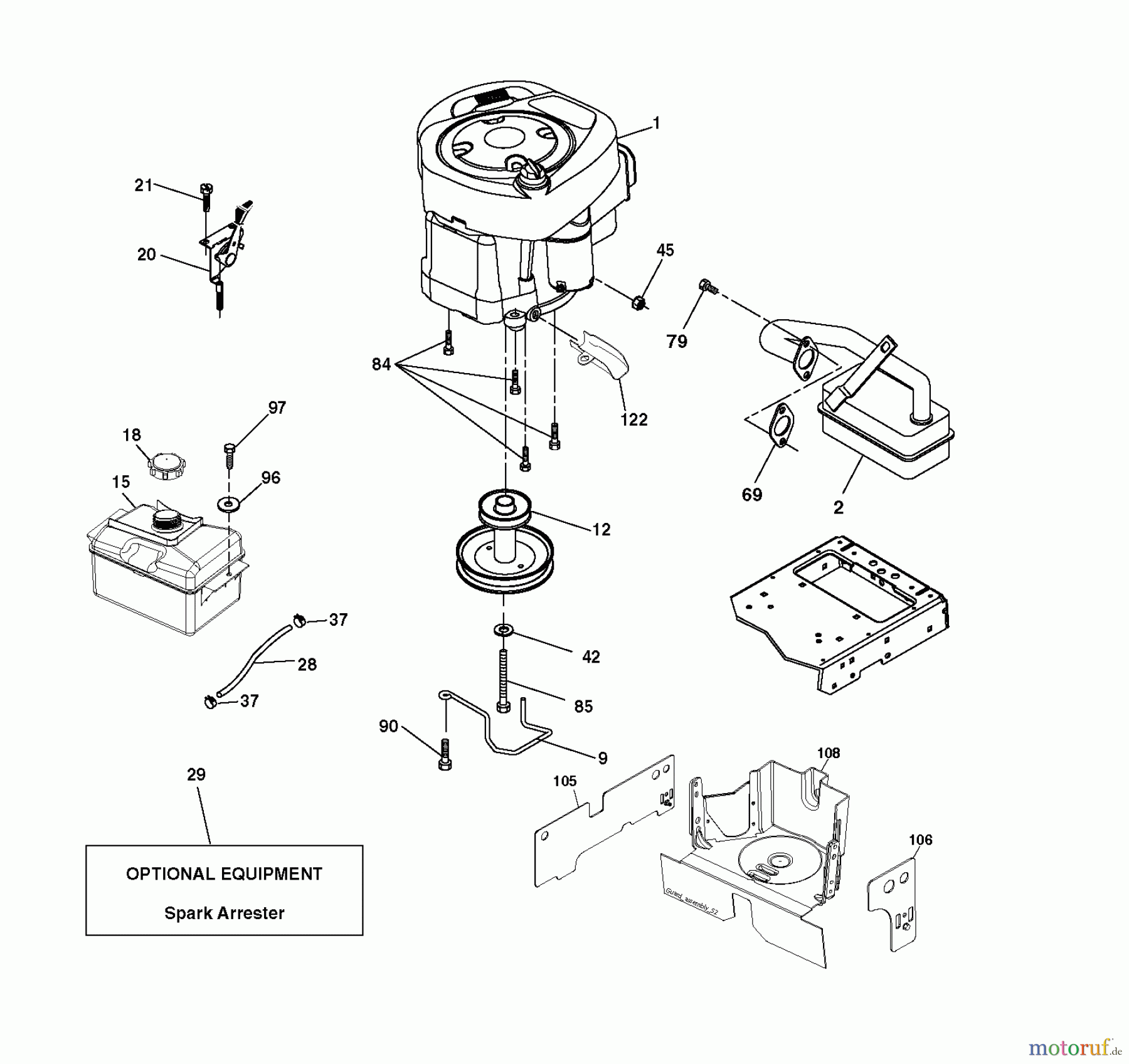 Jonsered Rasen und Garten Traktoren LT2213 (96041008704) - Jonsered Lawn & Garden Tractor (2011-07) ENGINE