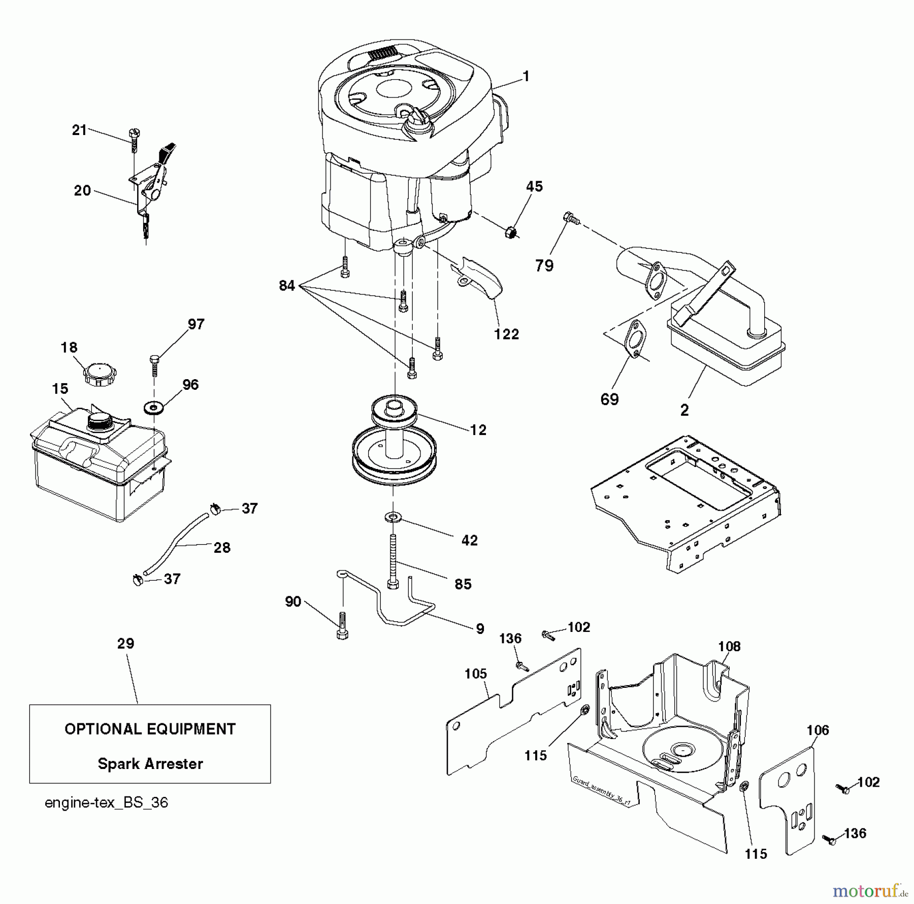 Jonsered Rasen und Garten Traktoren LT2213 (96041008706) - Jonsered Lawn & Garden Tractor (2013-05) ENGINE