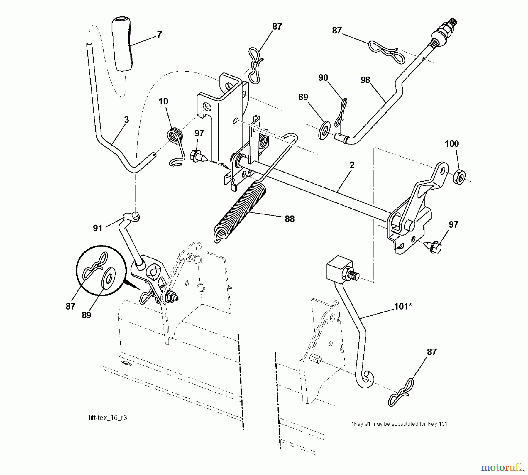 Jonsered Rasen und Garten Traktoren LT2213 A (96041008000) - Jonsered Lawn & Garden Tractor (2009-01) MOWER LIFT / DECK LIFT