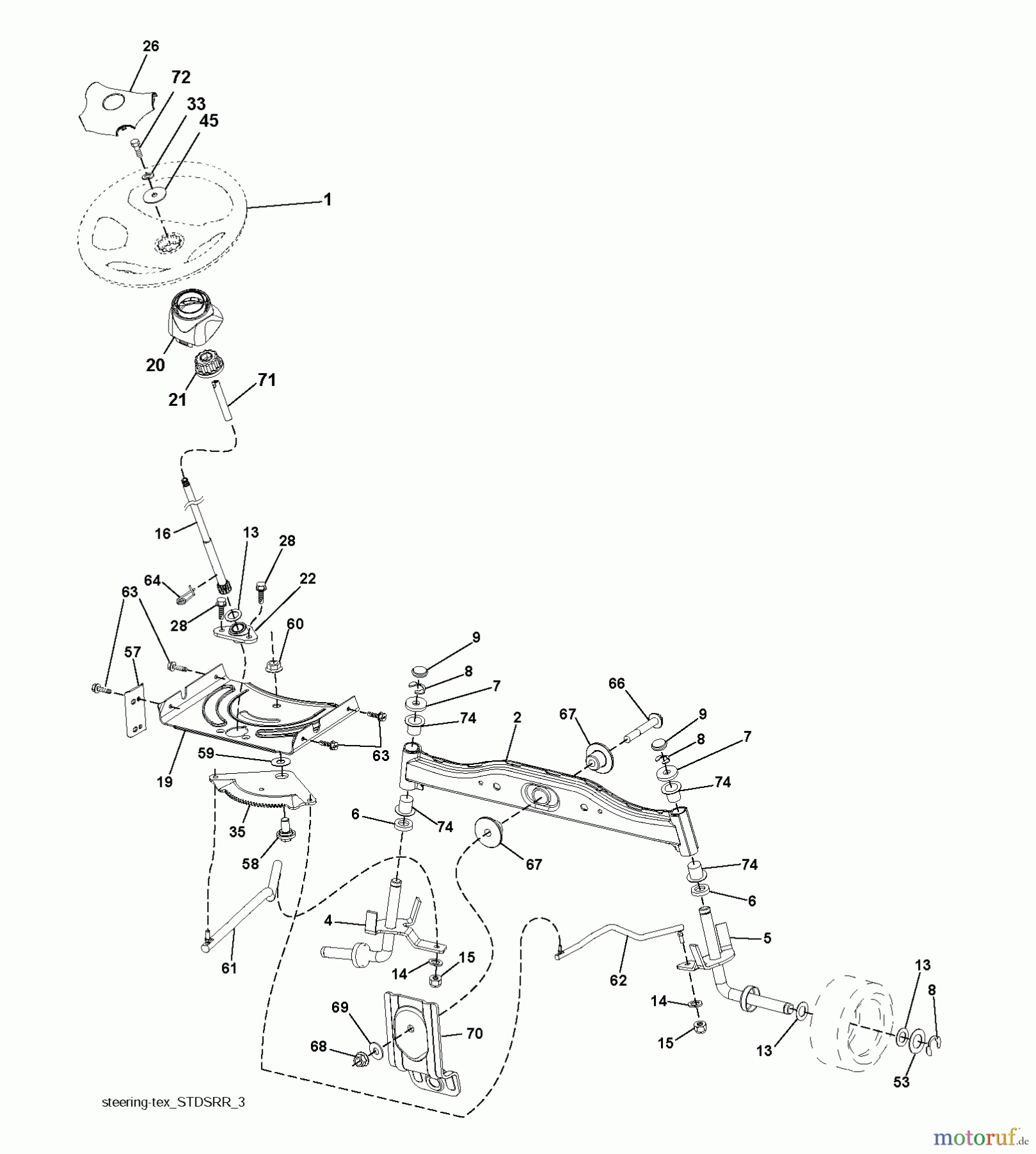  Jonsered Rasen  und Garten Traktoren LT2213 A (96041008000) - Jonsered Lawn & Garden Tractor (2009-01) STEERING