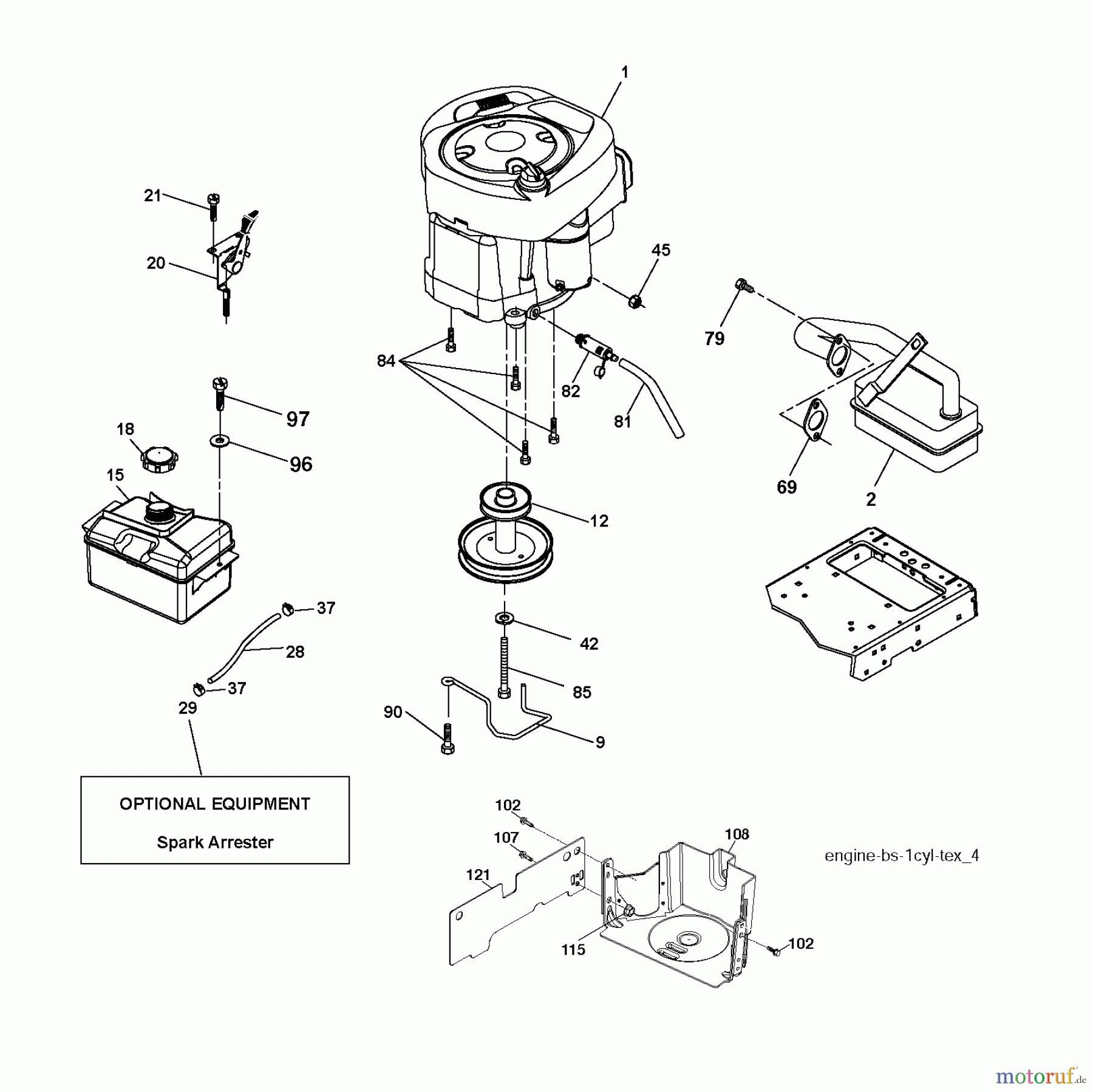 Jonsered Rasen und Garten Traktoren LT2213 A (96041008800) - Jonsered Lawn & Garden Tractor (2009-02) ENGINE