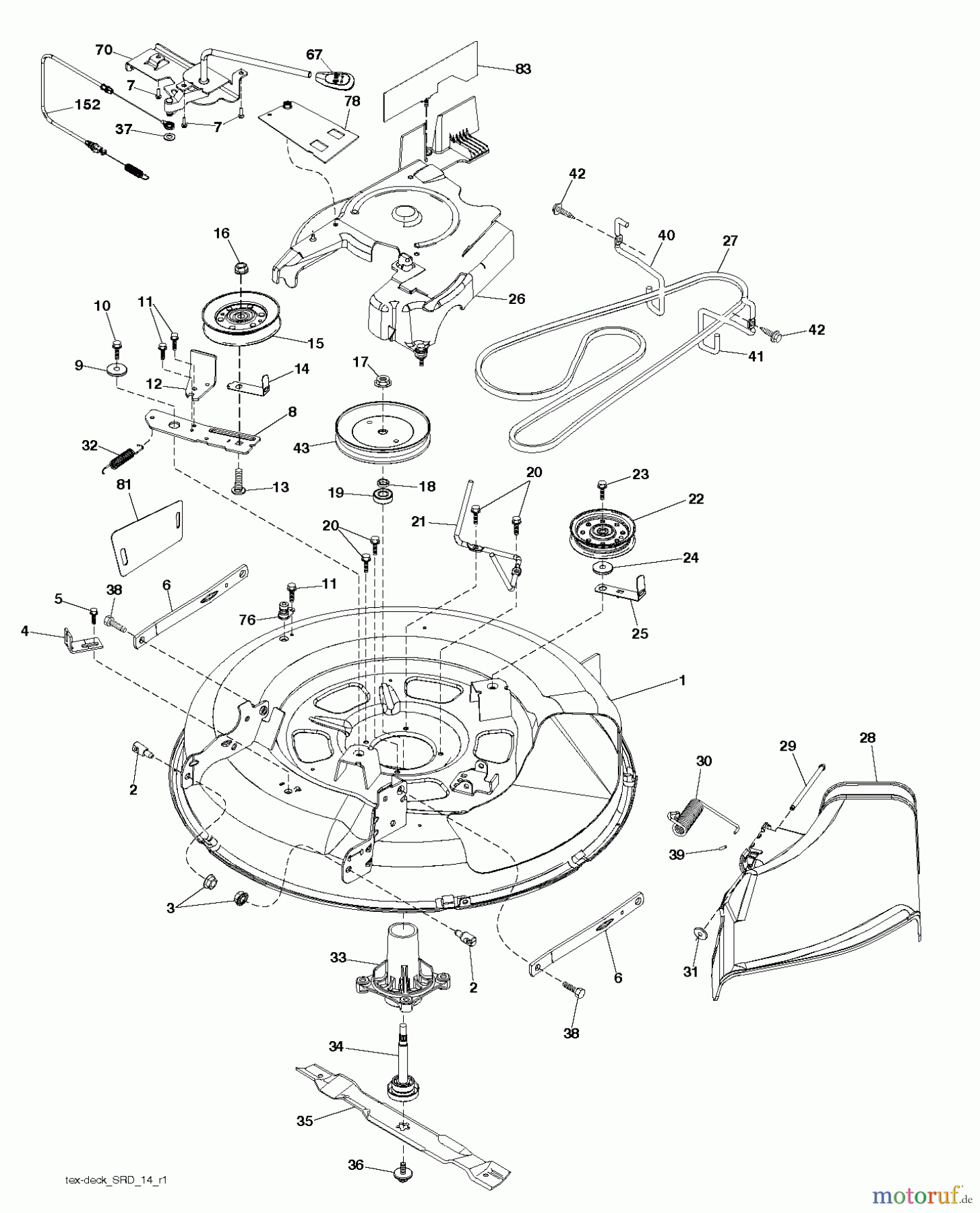 Jonsered Rasen und Garten Traktoren LT2213 A (96041008800) - Jonsered Lawn & Garden Tractor (2009-02) MOWER DECK / CUTTING DECK