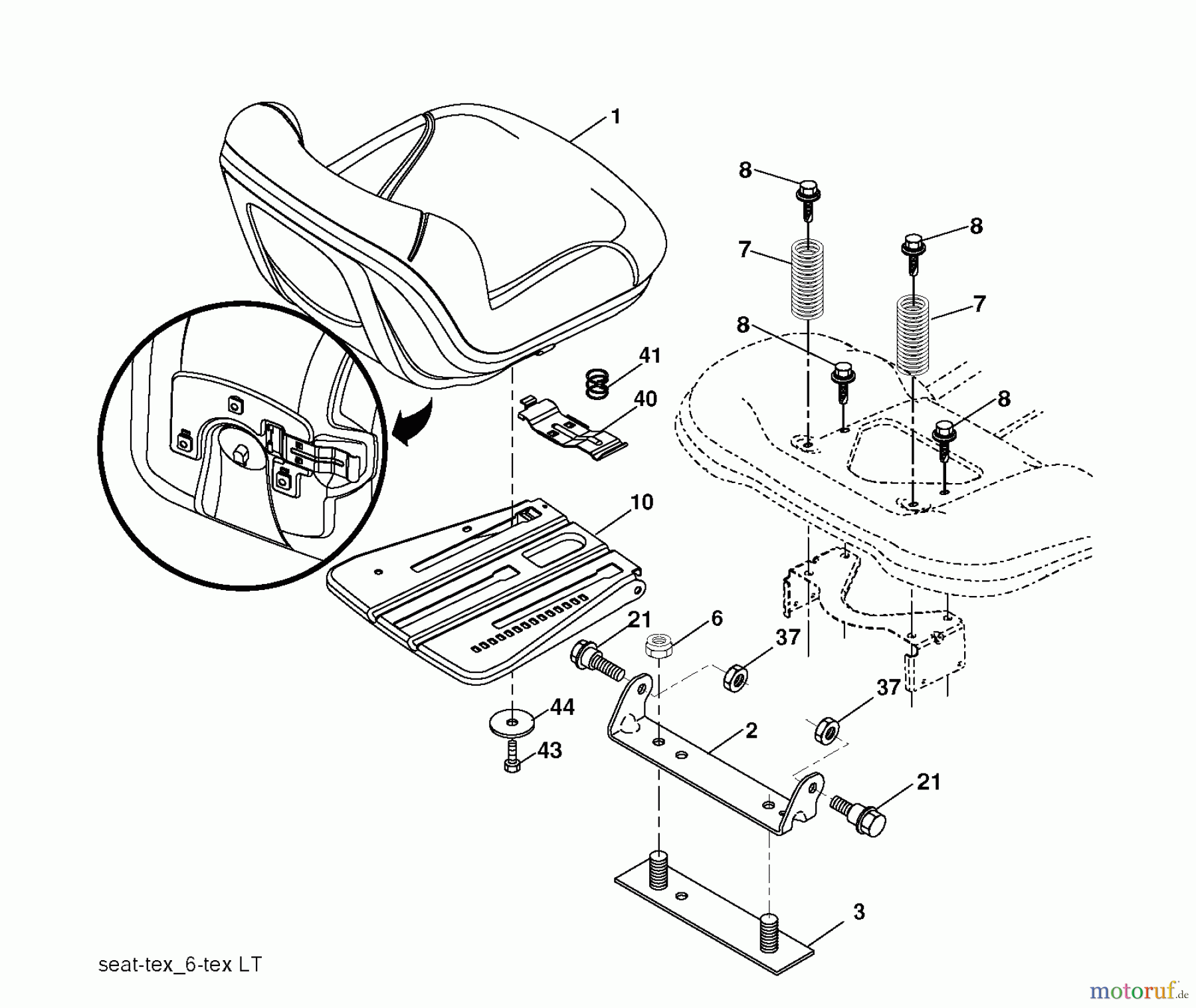  Jonsered Rasen  und Garten Traktoren LT2213 A (96041008800) - Jonsered Lawn & Garden Tractor (2009-02) SEAT