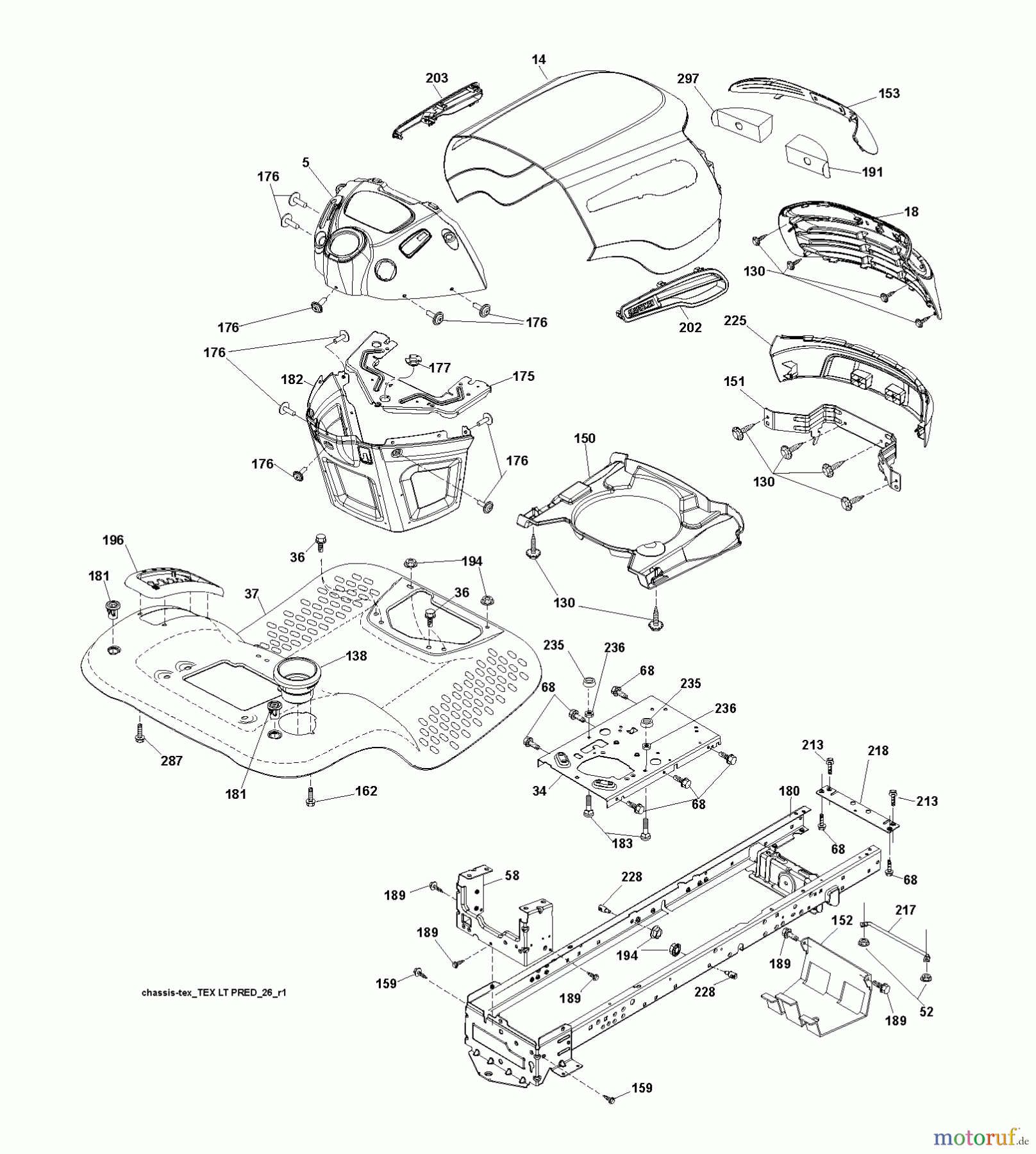 Jonsered Rasen und Garten Traktoren LT2213 A (96041015201) - Jonsered Lawn & Garden Tractor (2010-10) CHASSIS ENCLOSURES