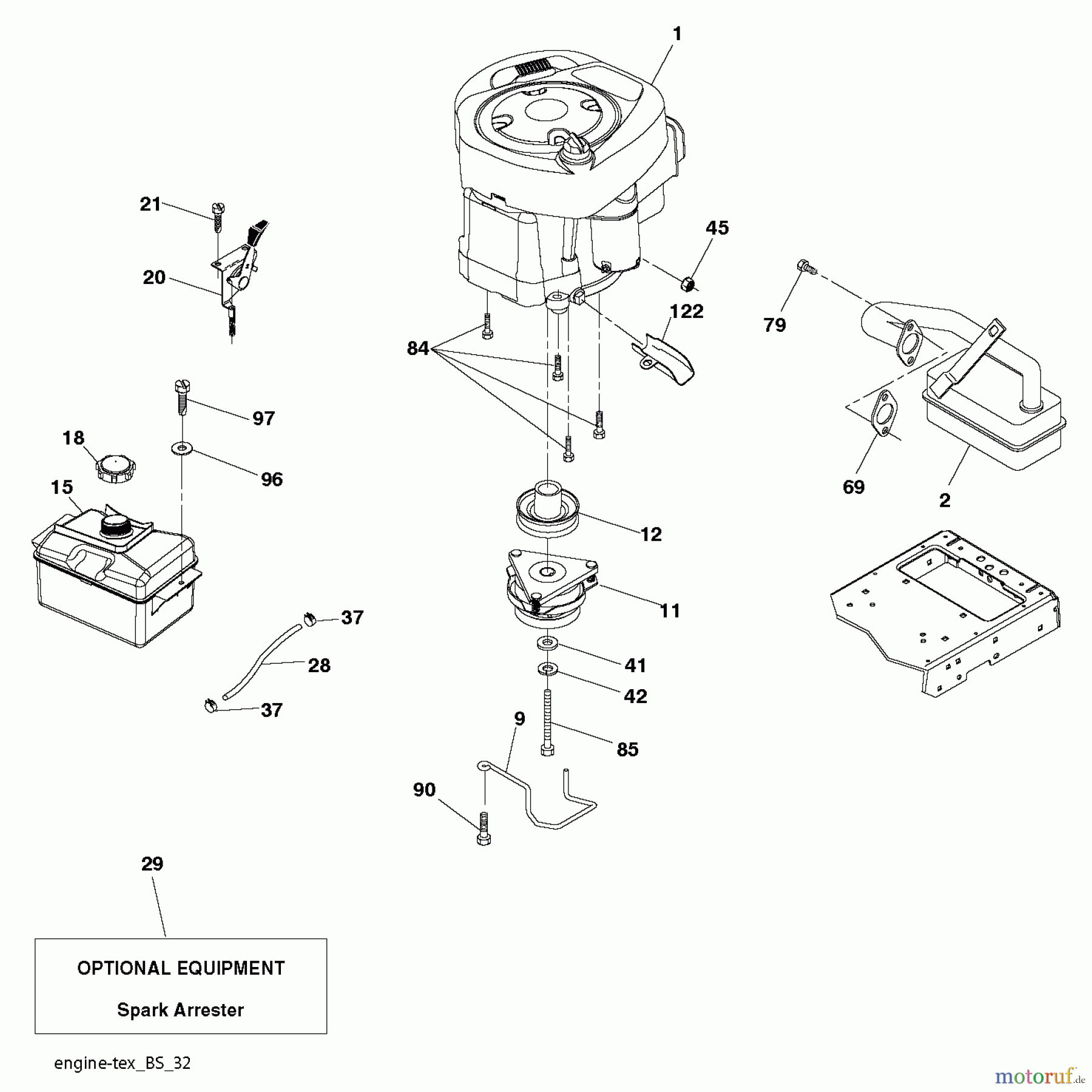Jonsered Rasen und Garten Traktoren LT2213 A (96041015200) - Jonsered Lawn & Garden Tractor (2010-01) ENGINE