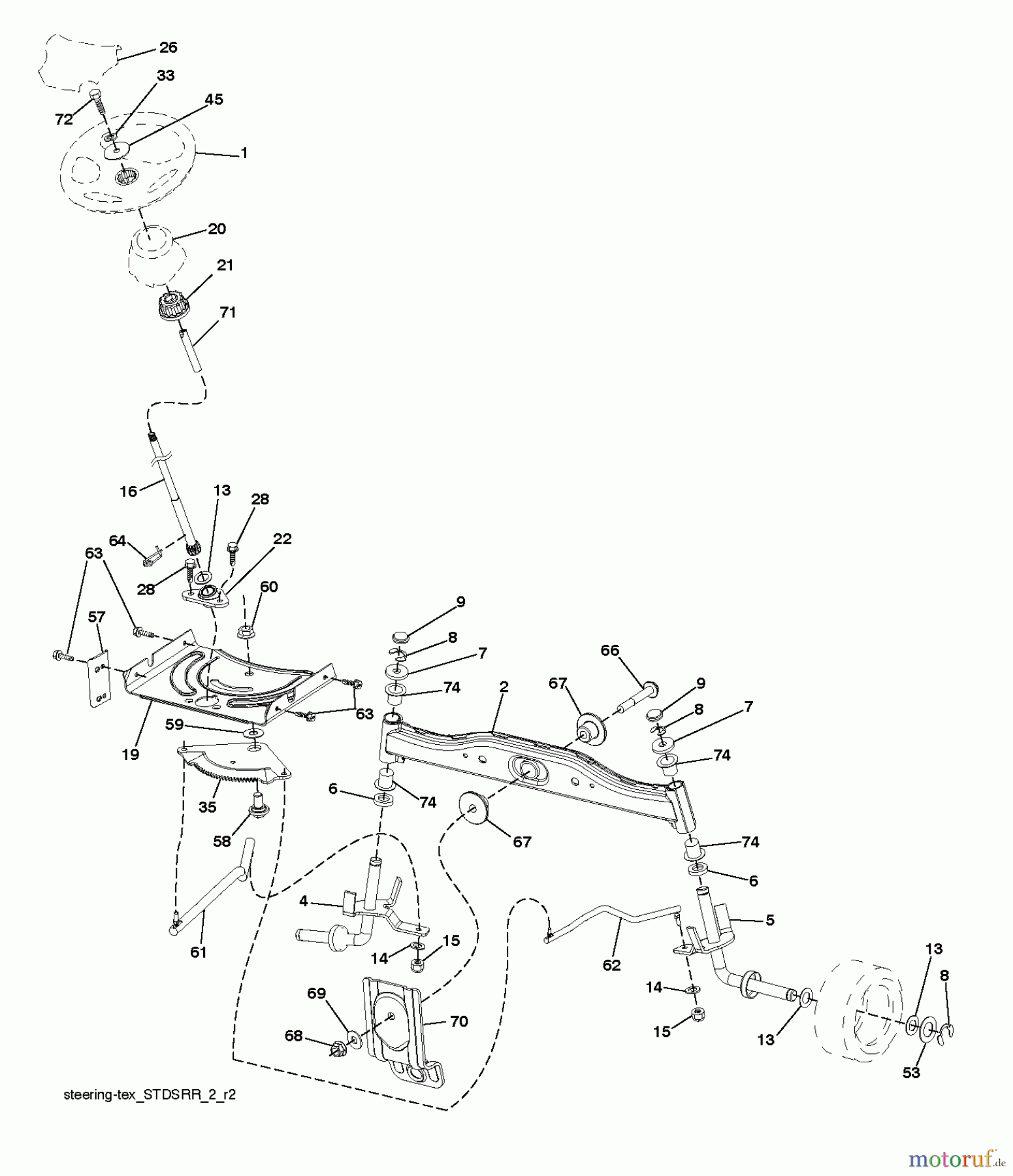 Jonsered Rasen und Garten Traktoren LT2213 A (96041015203) - Jonsered Lawn & Garden Tractor (2011-08) STEERING