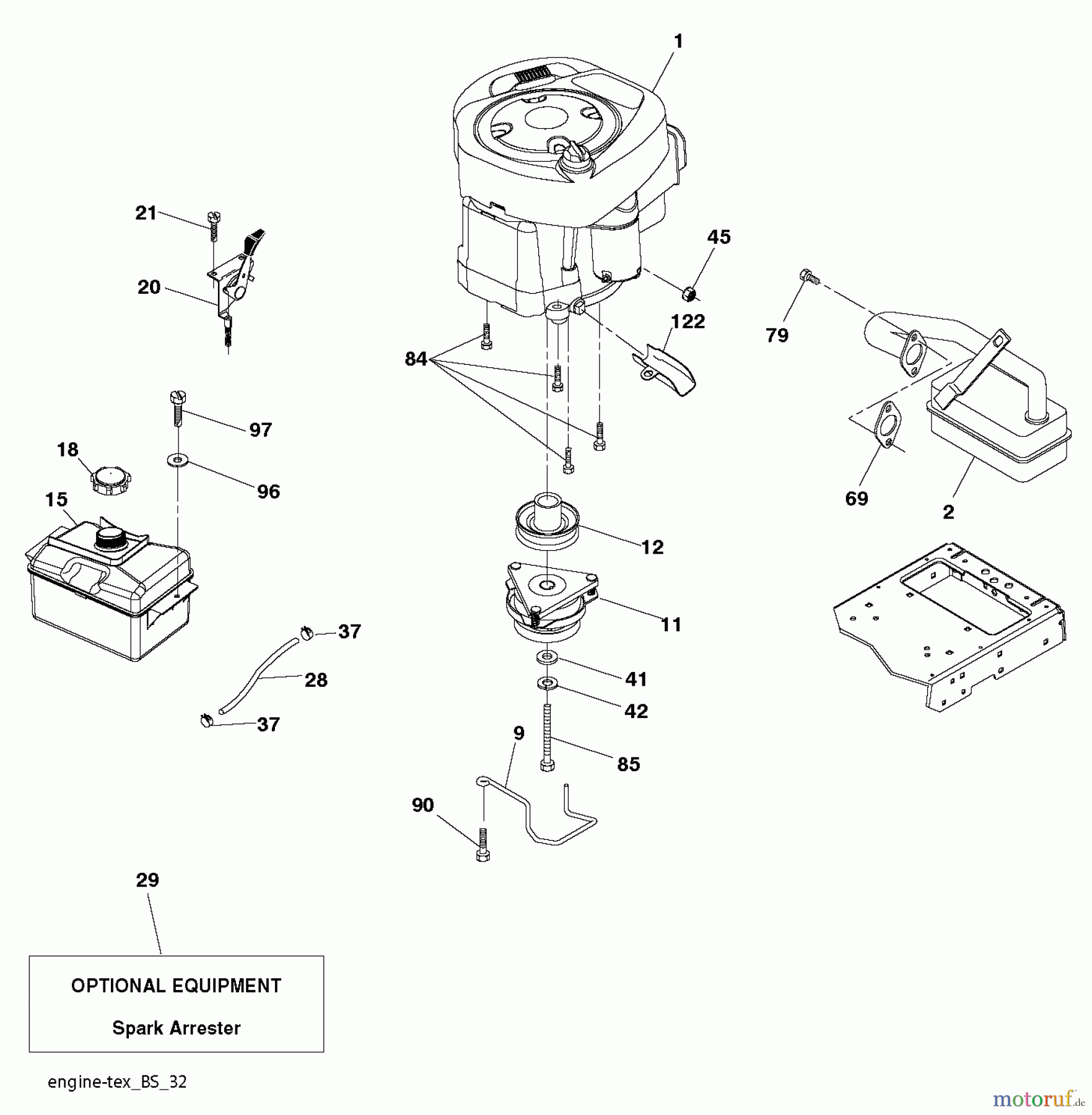 Jonsered Rasen und Garten Traktoren LT2213 A (96041015204) - Jonsered Lawn & Garden Tractor (2012-08) ENGINE