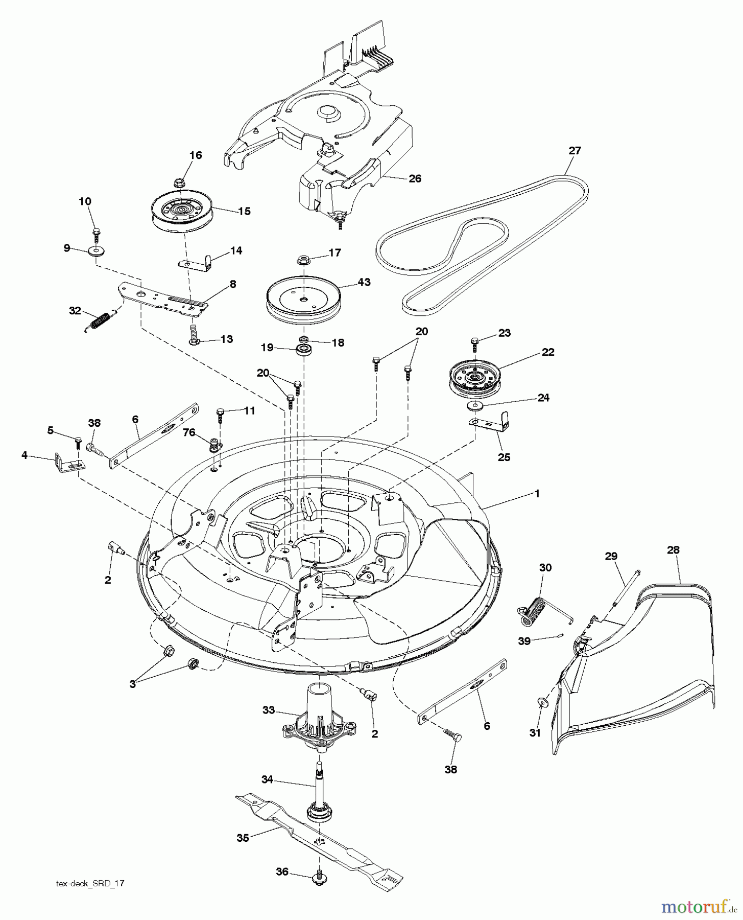  Jonsered Rasen  und Garten Traktoren LT2213 A (96041015204) - Jonsered Lawn & Garden Tractor (2012-08) MOWER DECK / CUTTING DECK