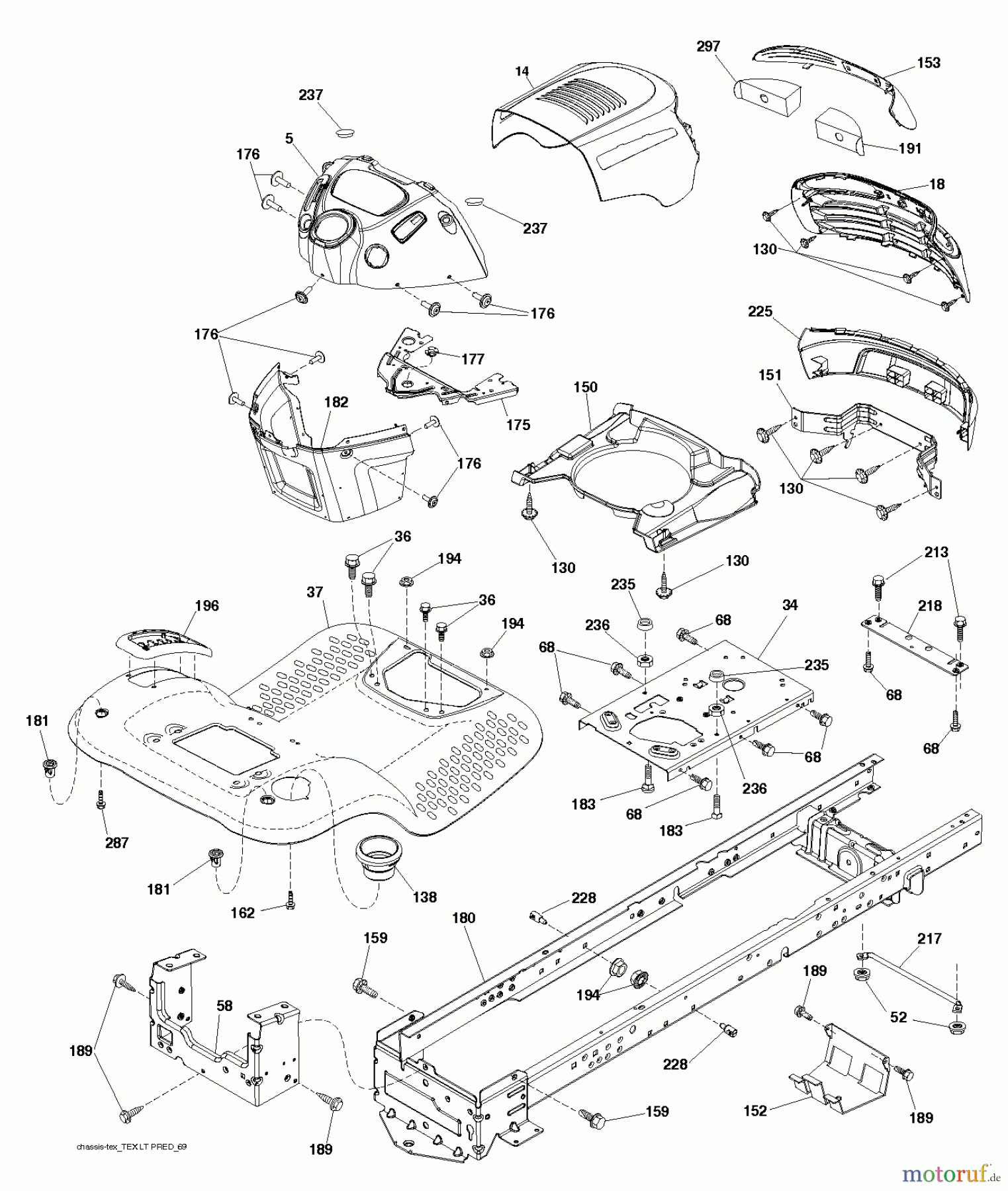 Jonsered Rasen und Garten Traktoren LT2213 A (96041015204) - Jonsered Lawn & Garden Tractor (2012-08) CHASSIS ENCLOSURES