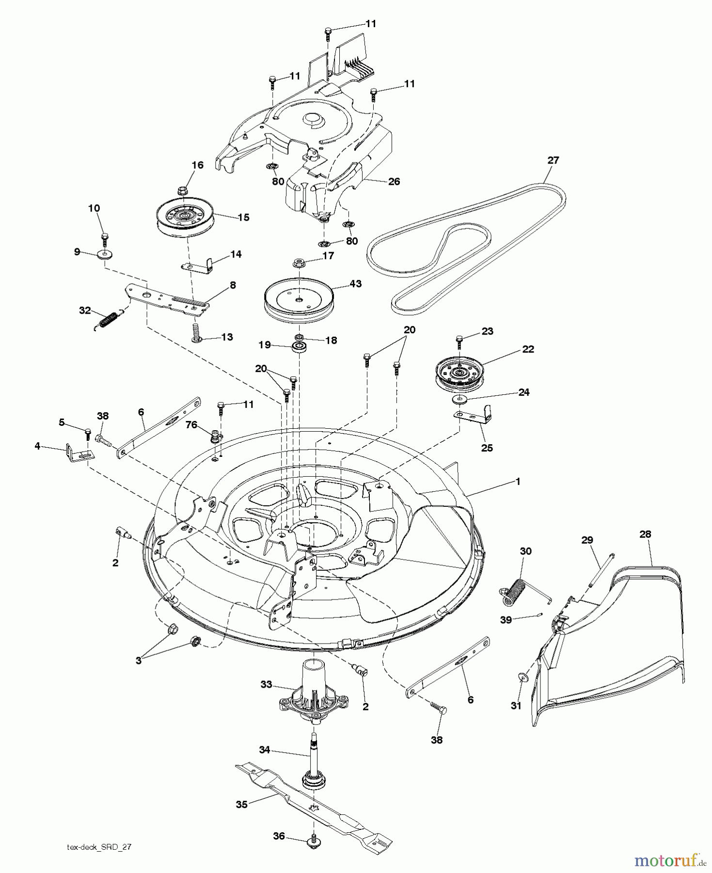  Jonsered Rasen  und Garten Traktoren LT2213 A (96041015205) - Jonsered Lawn & Garden Tractor (2013-05) MOWER DECK / CUTTING DECK
