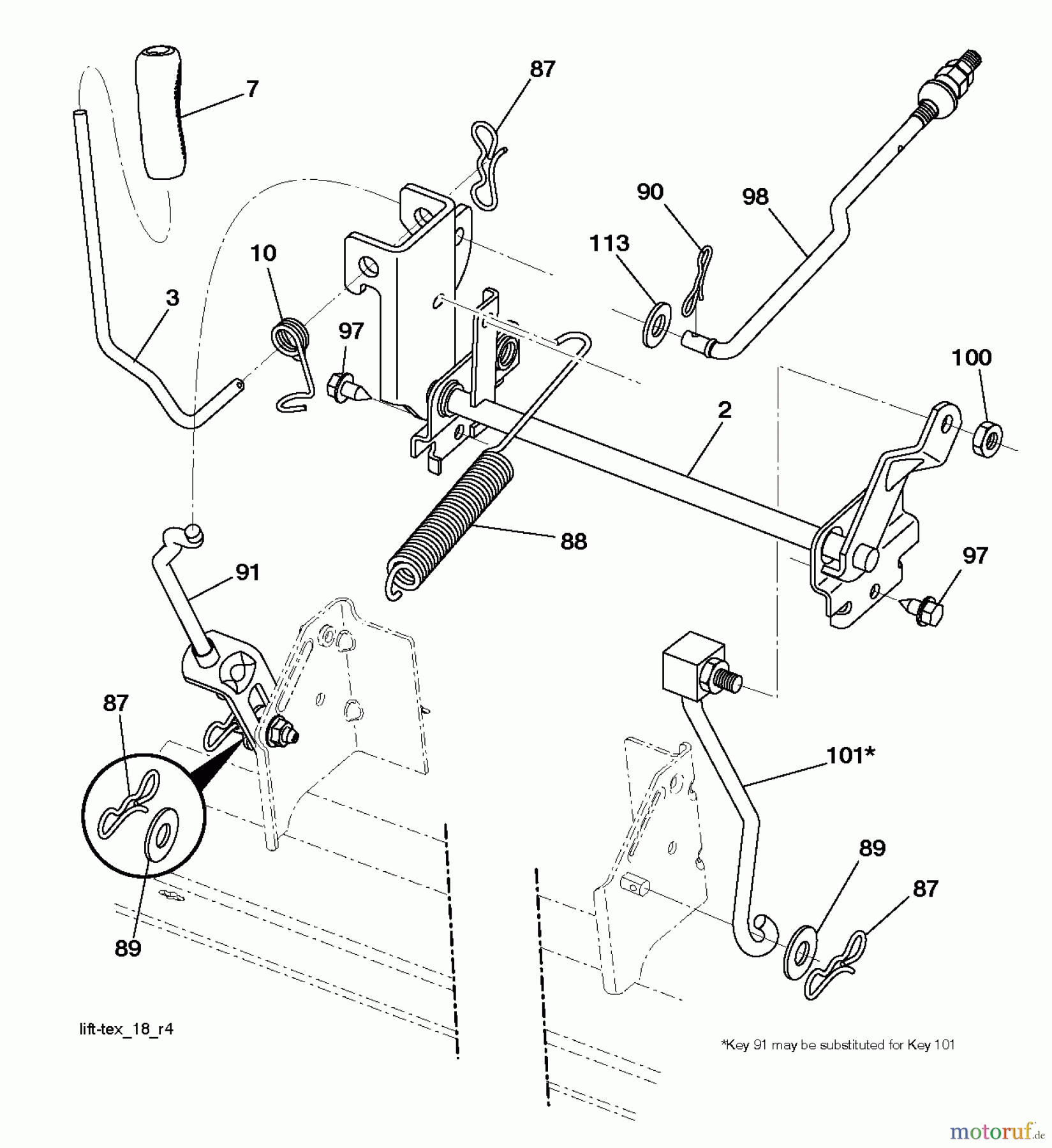 Jonsered Rasen und Garten Traktoren LT2213 A (96041015404) - Jonsered Lawn & Garden Tractor (2013-05) MOWER LIFT / DECK LIFT