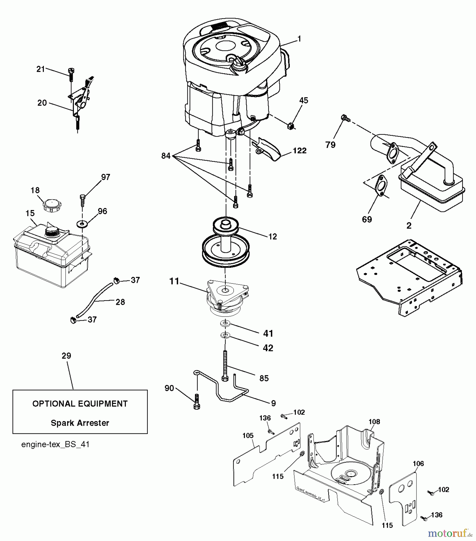 Jonsered Rasen und Garten Traktoren LT2213 A (96041015404) - Jonsered Lawn & Garden Tractor (2013-05) ENGINE
