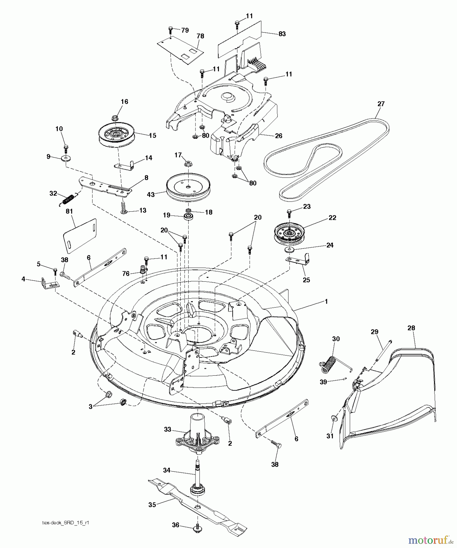 Jonsered Rasen und Garten Traktoren LT2213 A (96041015404) - Jonsered Lawn & Garden Tractor (2013-05) MOWER DECK / CUTTING DECK