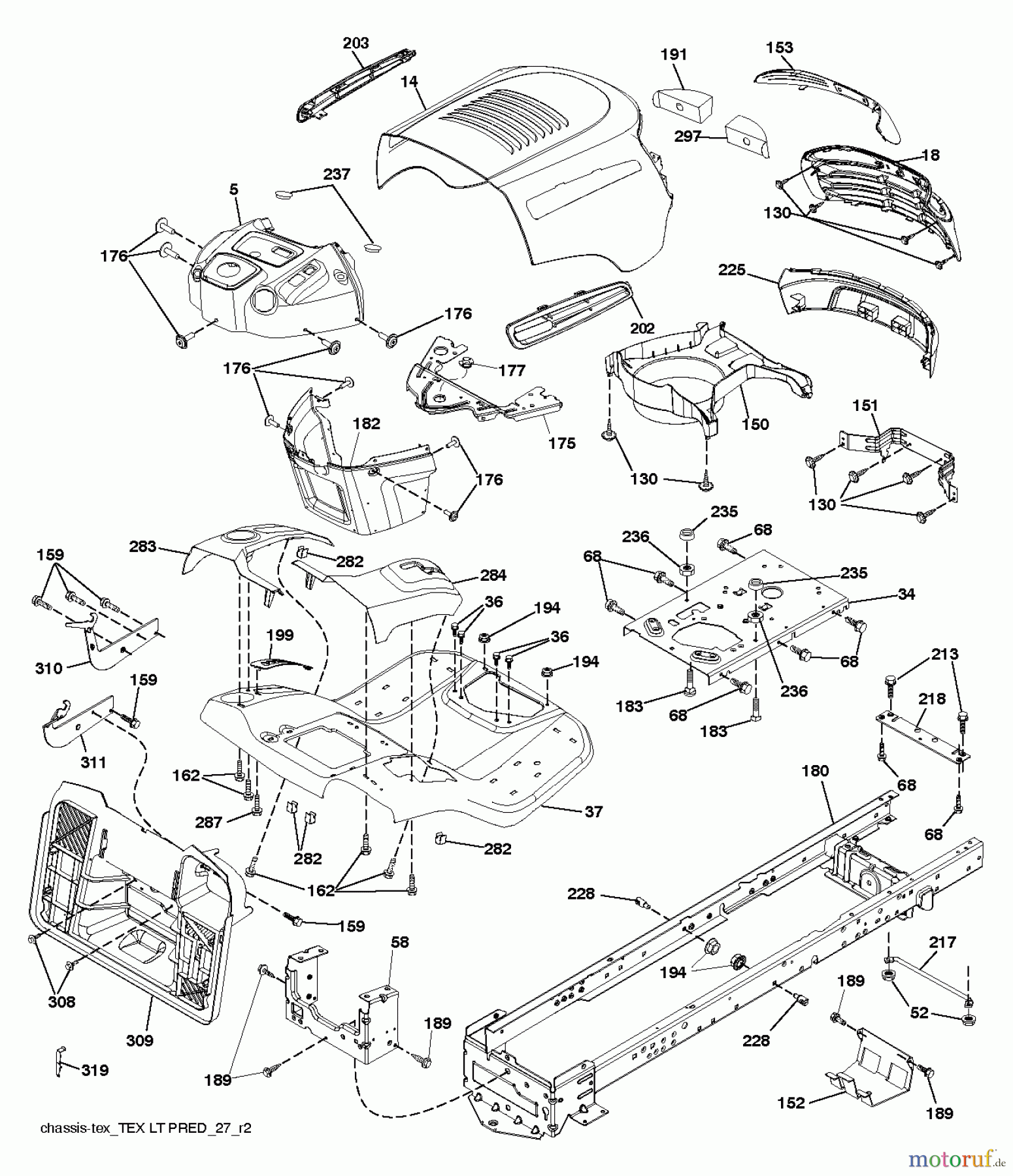 Jonsered Rasen und Garten Traktoren LT2213 C (96041008100) - Jonsered Lawn & Garden Tractor (2009-01) CHASSIS ENCLOSURES
