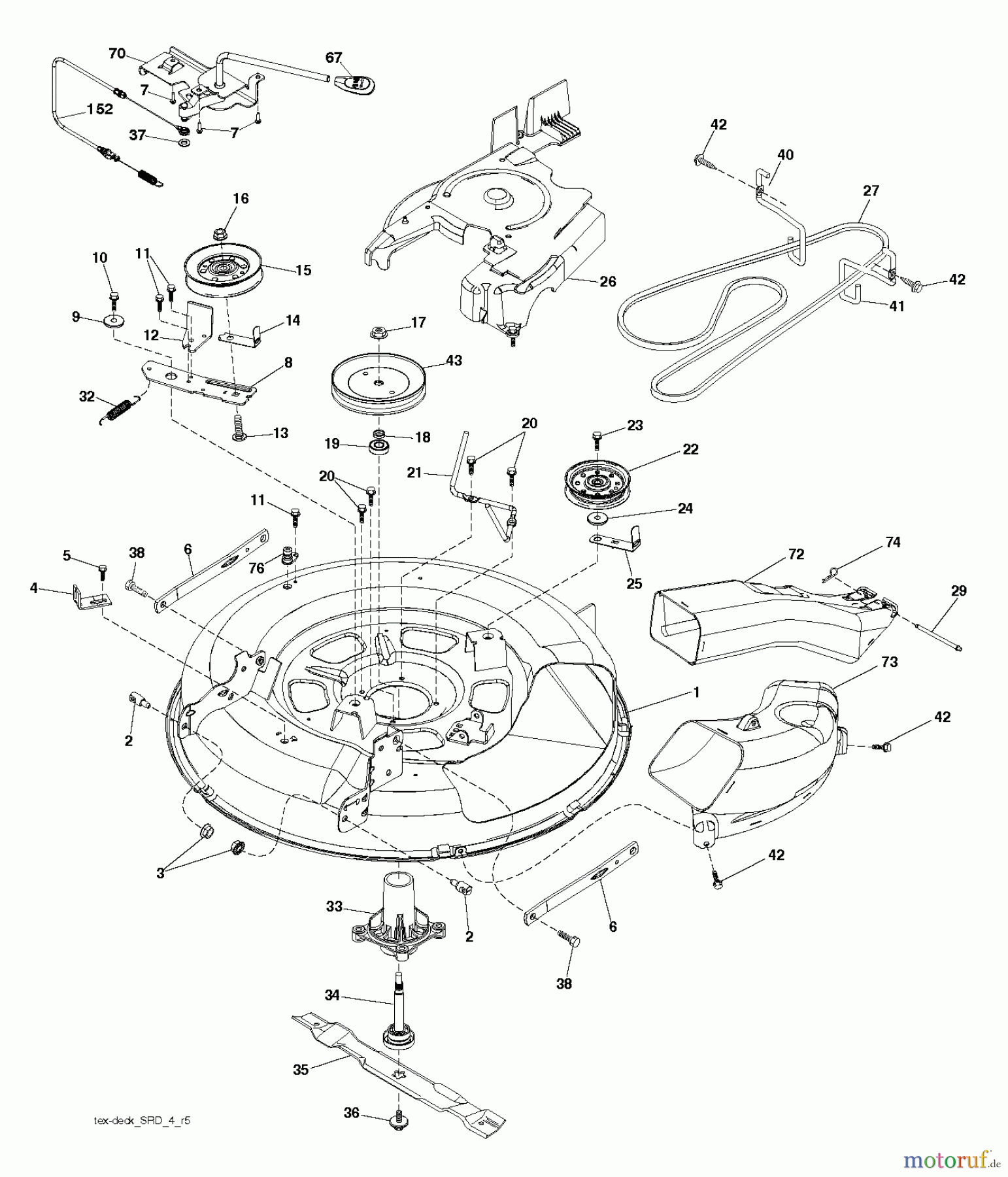 Jonsered Rasen und Garten Traktoren LT2213 C (96041008100) - Jonsered Lawn & Garden Tractor (2009-01) MOWER DECK / CUTTING DECK