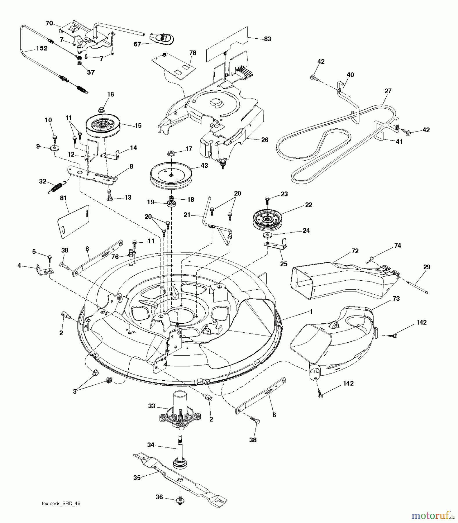 Jonsered Rasen und Garten Traktoren LT2213 C (96041008900) - Jonsered Lawn & Garden Tractor (2009-02) MOWER DECK / CUTTING DECK