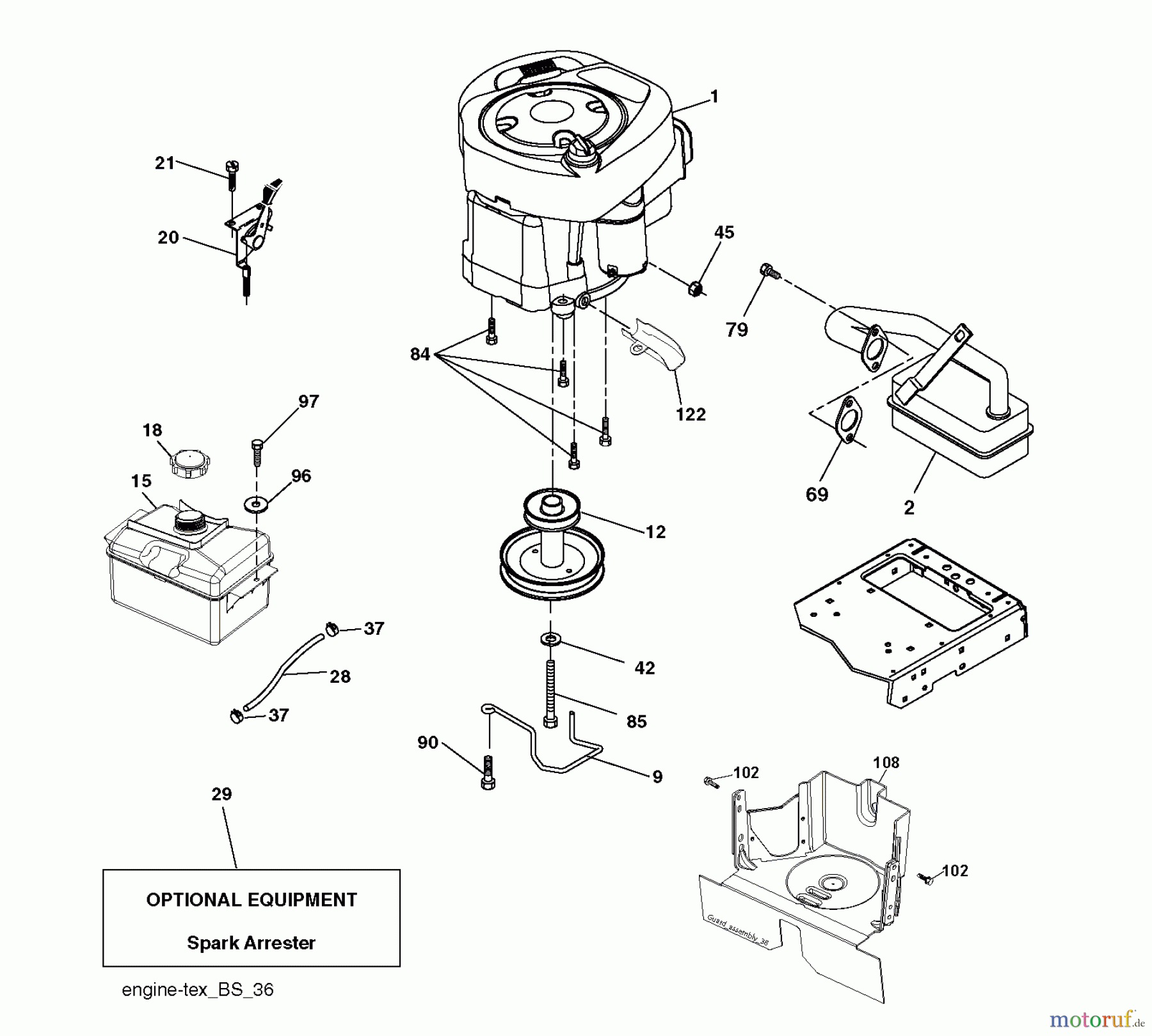 Jonsered Rasen und Garten Traktoren LT2213 C (96041008901) - Jonsered Lawn & Garden Tractor (2010-01) ENGINE