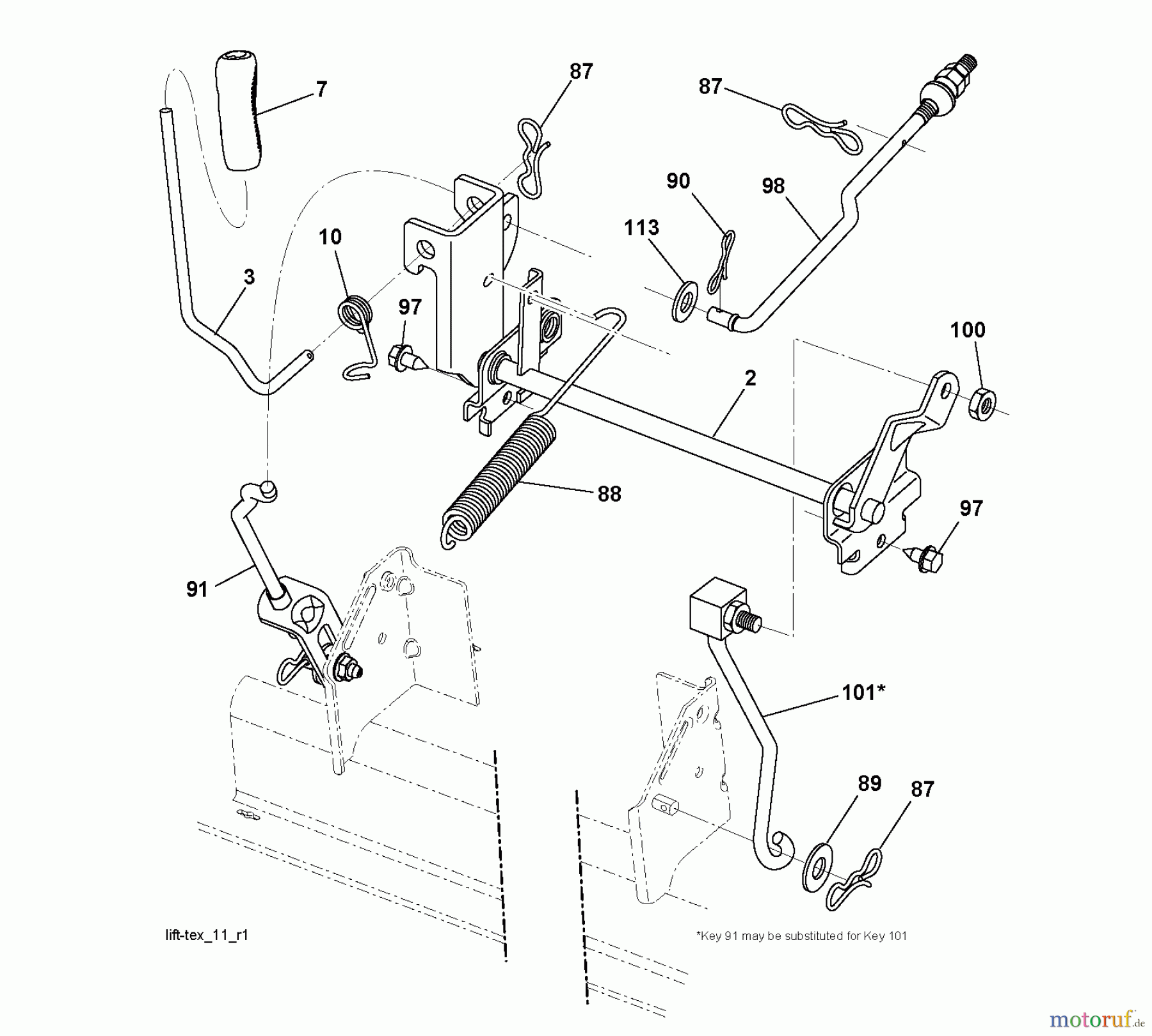 Jonsered Rasen und Garten Traktoren LT2213 C (96041008901) - Jonsered Lawn & Garden Tractor (2010-01) MOWER LIFT / DECK LIFT