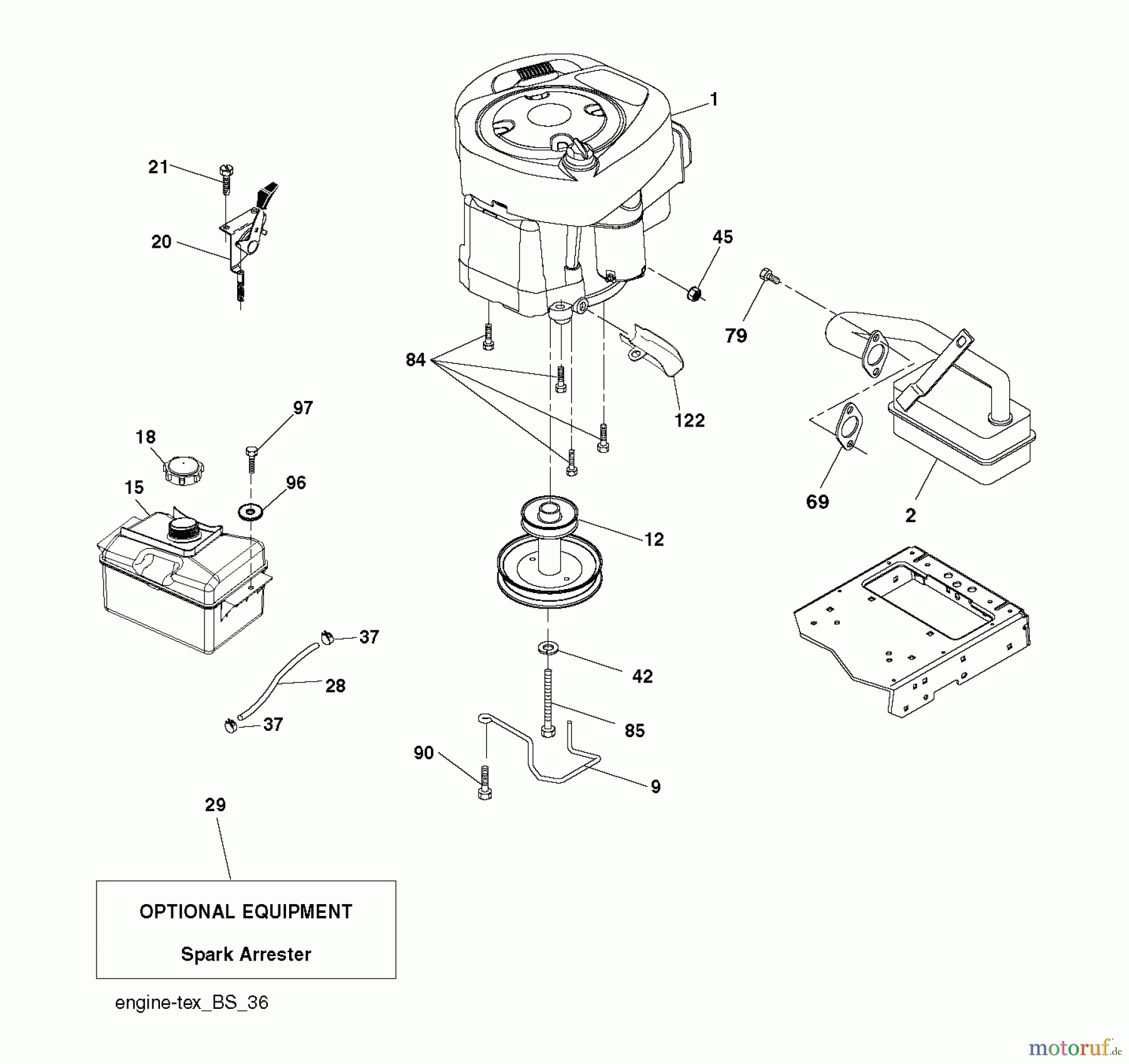 Jonsered Rasen und Garten Traktoren LT2213 C (96051000902) - Jonsered Lawn & Garden Tractor (2012-08) ENGINE