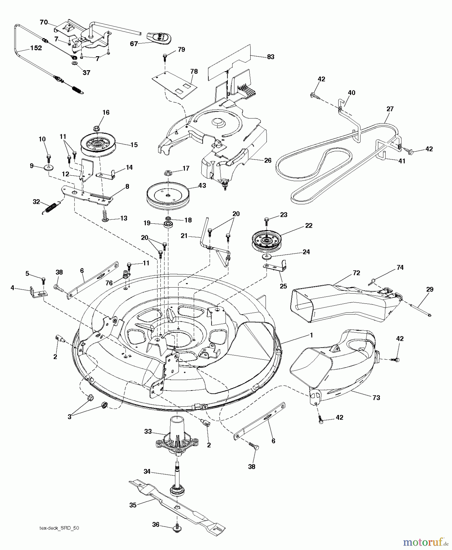 Jonsered Rasen und Garten Traktoren LT2213 C (96051001800) - Jonsered Lawn & Garden Tractor (2010-11) MOWER DECK / CUTTING DECK