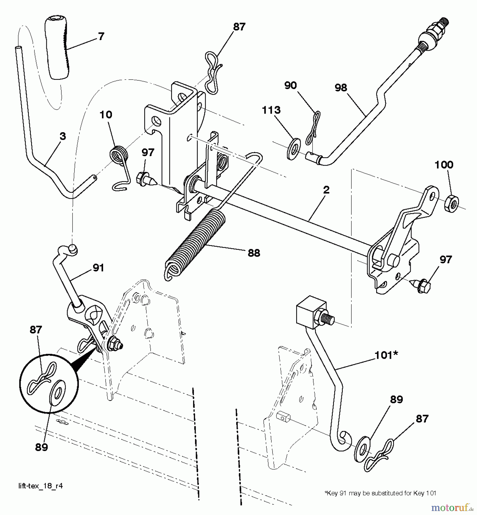  Jonsered Rasen  und Garten Traktoren LT2213 C (96051001802) - Jonsered Lawn & Garden Tractor (2012-08) MOWER LIFT / DECK LIFT