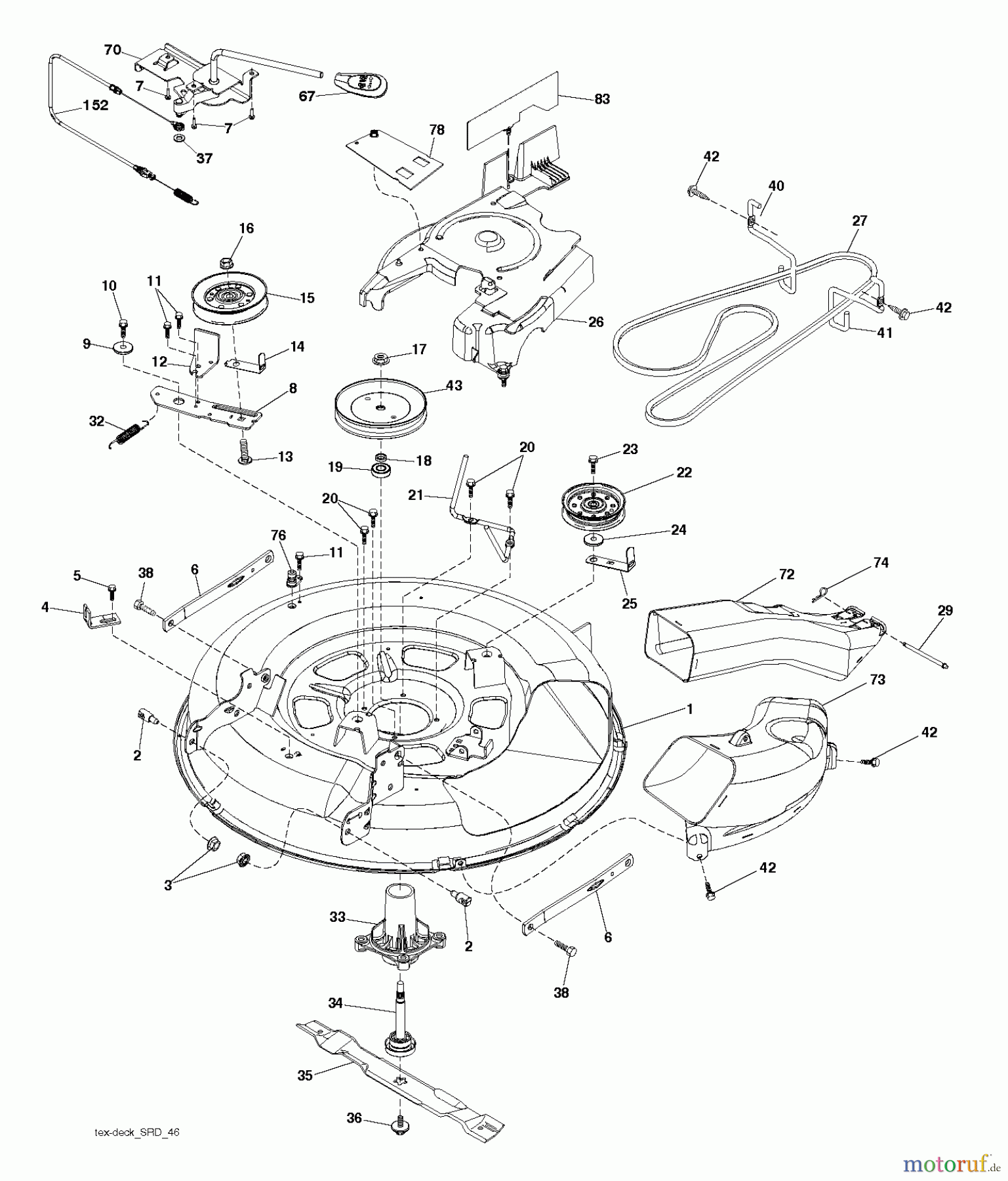 Jonsered Rasen und Garten Traktoren LT2213 C (96051001801) - Jonsered Lawn & Garden Tractor (2011-08) MOWER DECK / CUTTING DECK