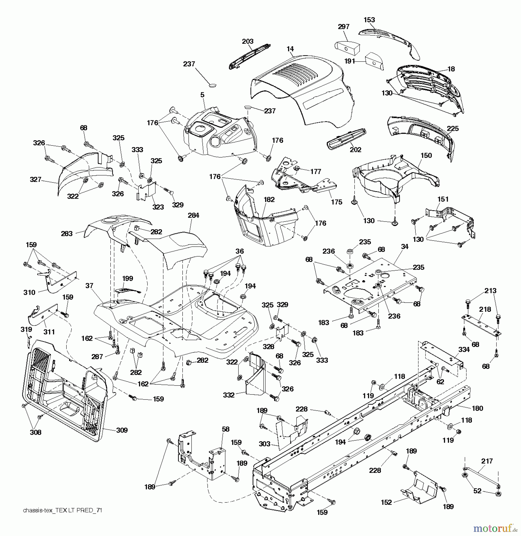 Jonsered Rasen und Garten Traktoren LT2213 C (96051001802) - Jonsered Lawn & Garden Tractor (2012-08) CHASSIS ENCLOSURES