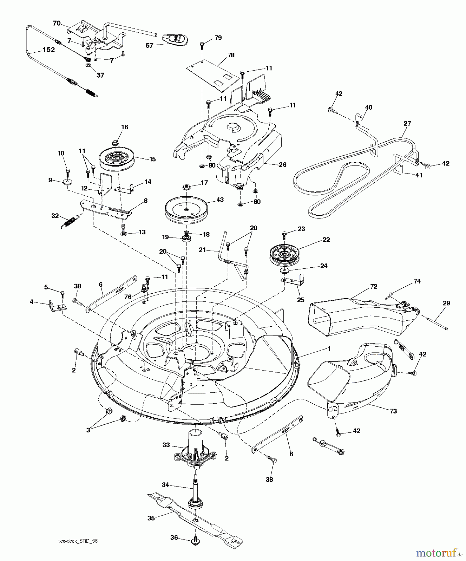 Jonsered Rasen und Garten Traktoren LT2213 C (96051001803) - Jonsered Lawn & Garden Tractor (2013-05) MOWER DECK / CUTTING DECK