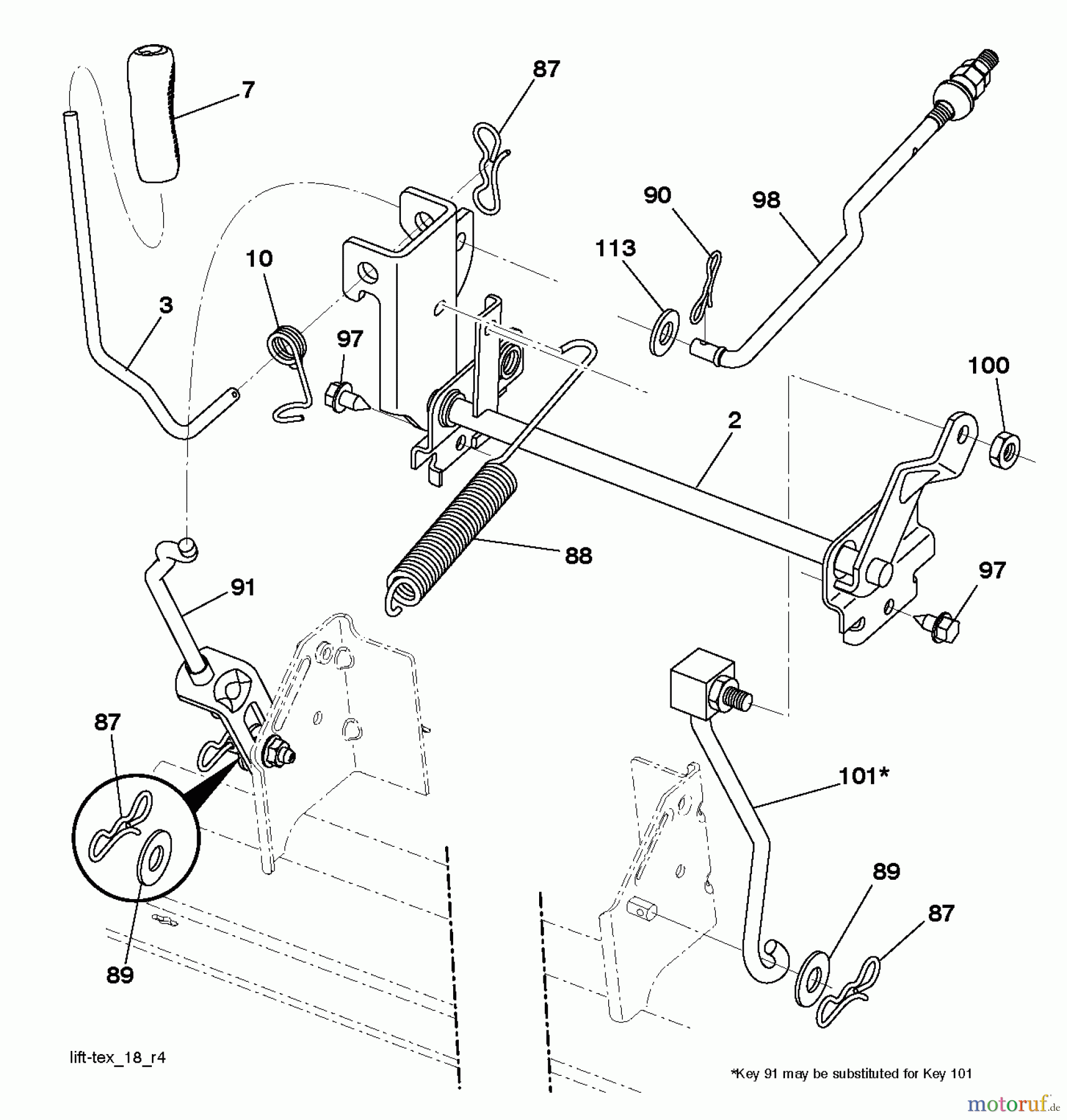  Jonsered Rasen  und Garten Traktoren LT2213 CA (96041008200) - Jonsered Lawn & Garden Tractor (2009-01) MOWER LIFT / DECK LIFT