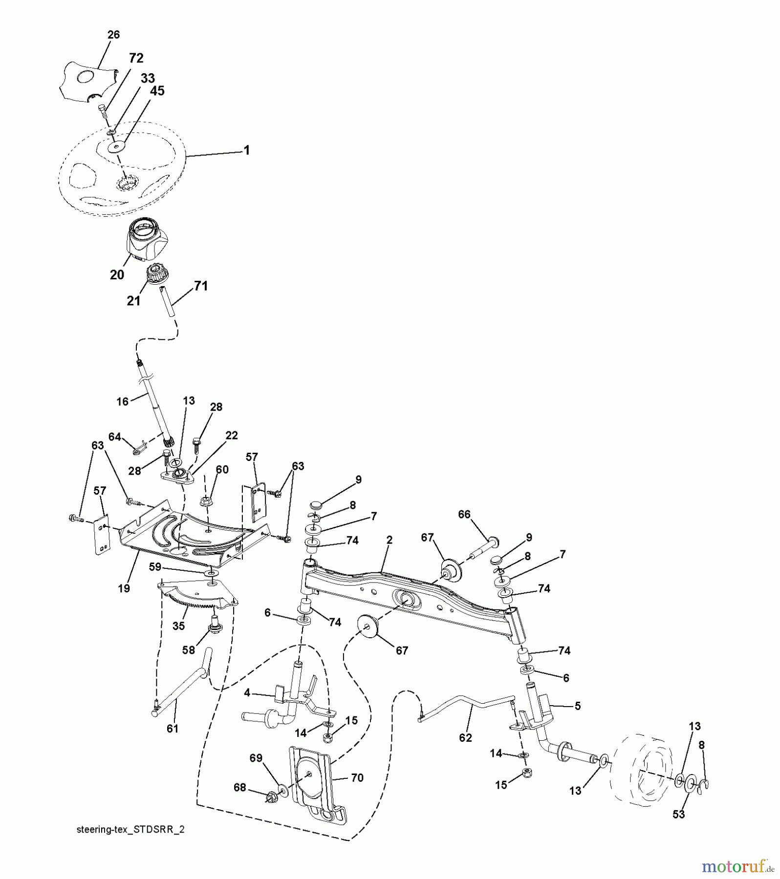 Jonsered Rasen und Garten Traktoren LT2213 CA (96041008200) - Jonsered Lawn & Garden Tractor (2009-01) STEERING